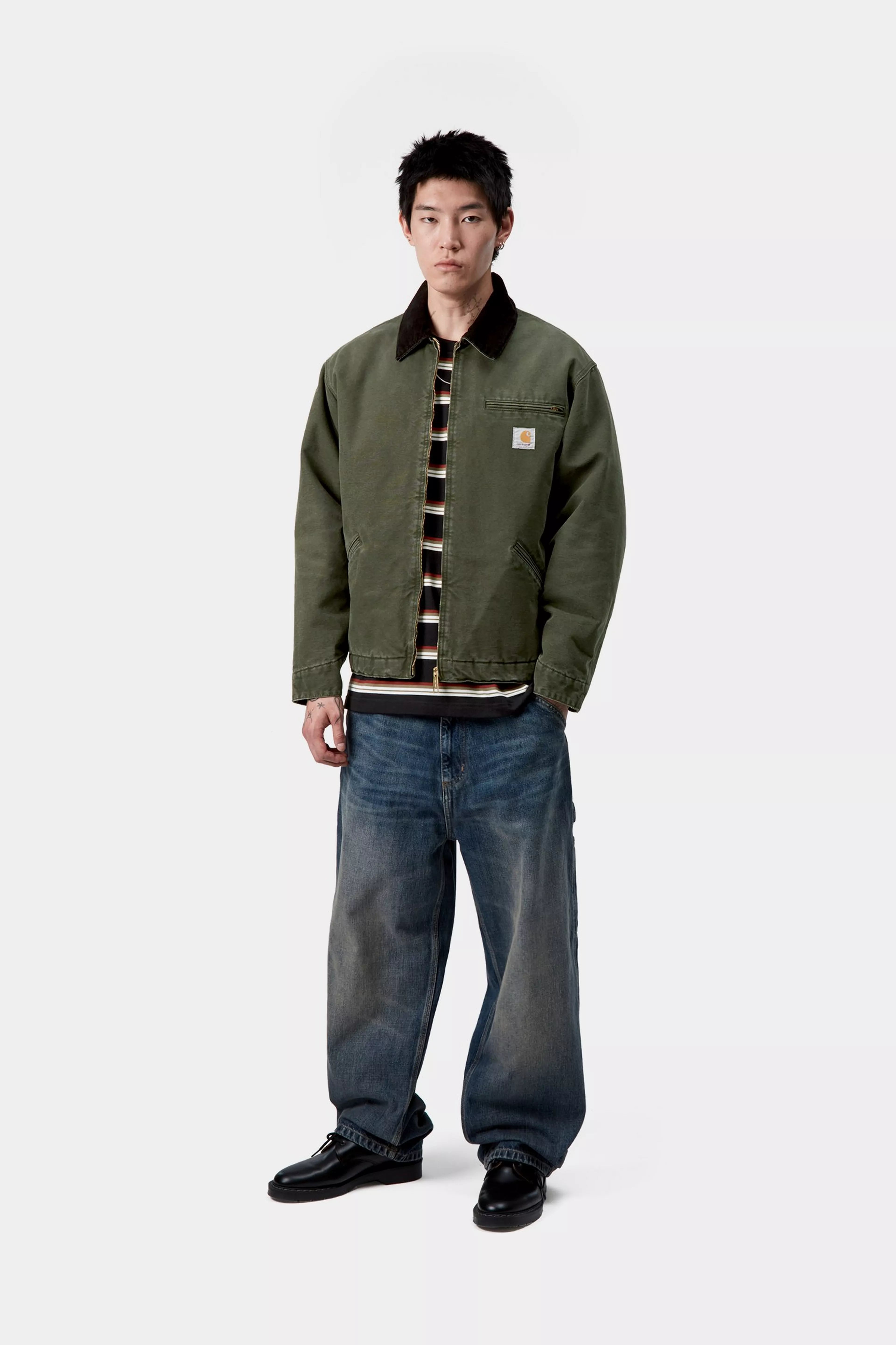 OG DETROIT JACKET  - Olive / Black (stone canvas)