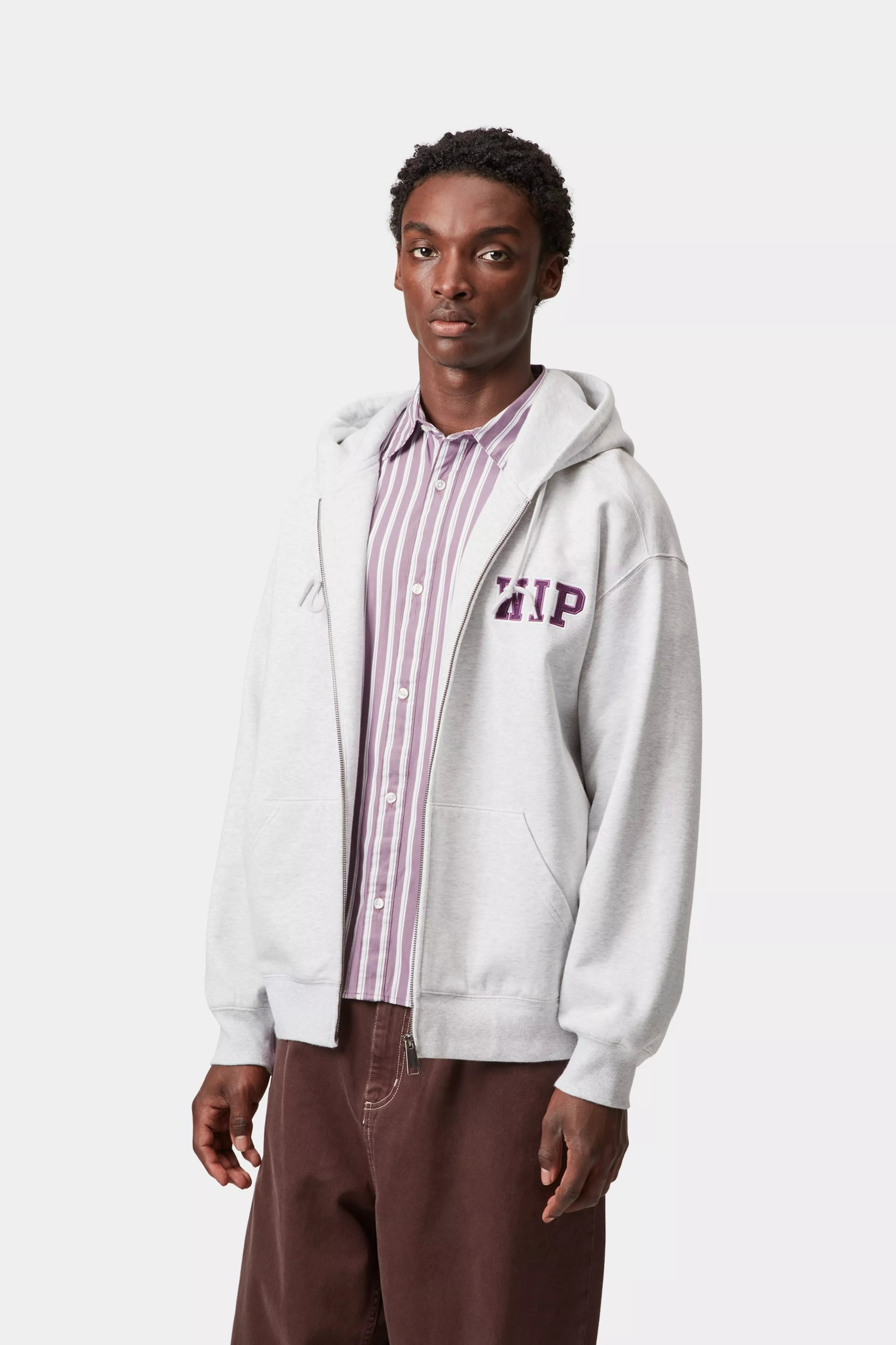 HOODED MINI WIP SWEAT JACKET - Ash Heather (stone washed)