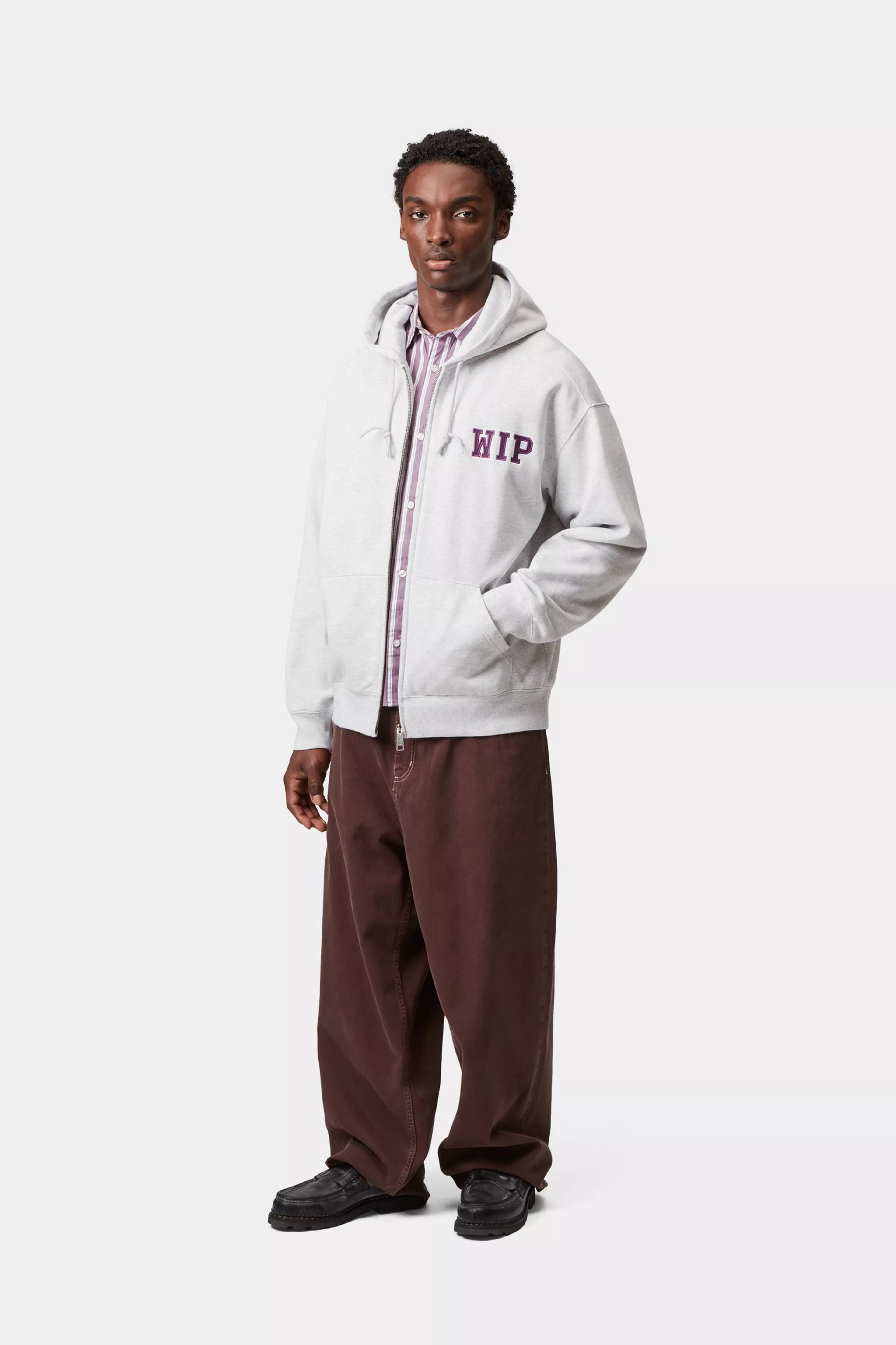 HOODED MINI WIP SWEAT JACKET - Ash Heather (stone washed)