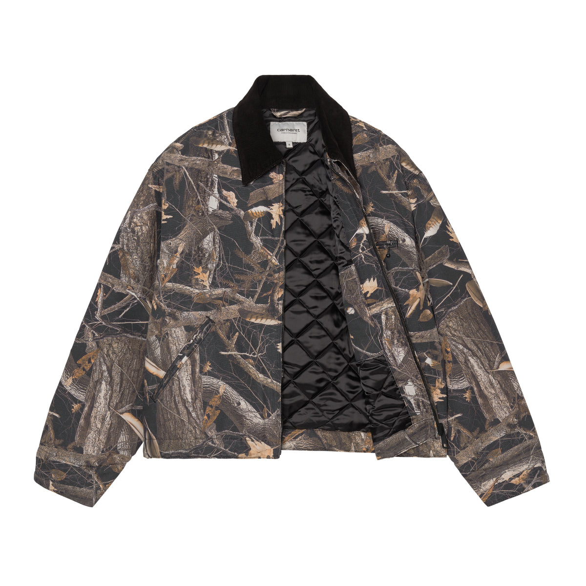 W' OG Detroit Jacket - Camo Feather Tree, Black / Black heavy stone wash