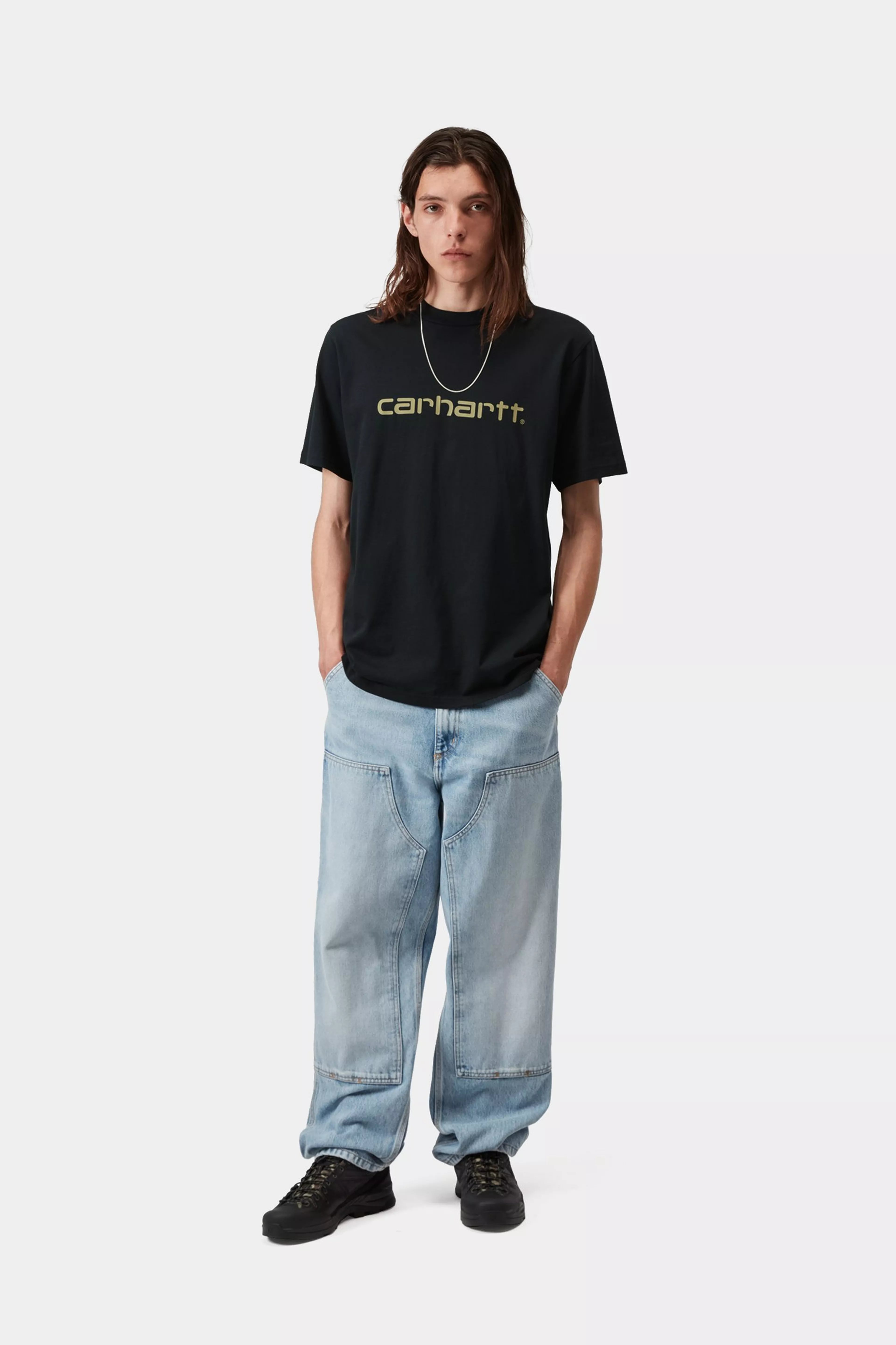 S/S Script T-Shirt - Deep Night / Gentle Green