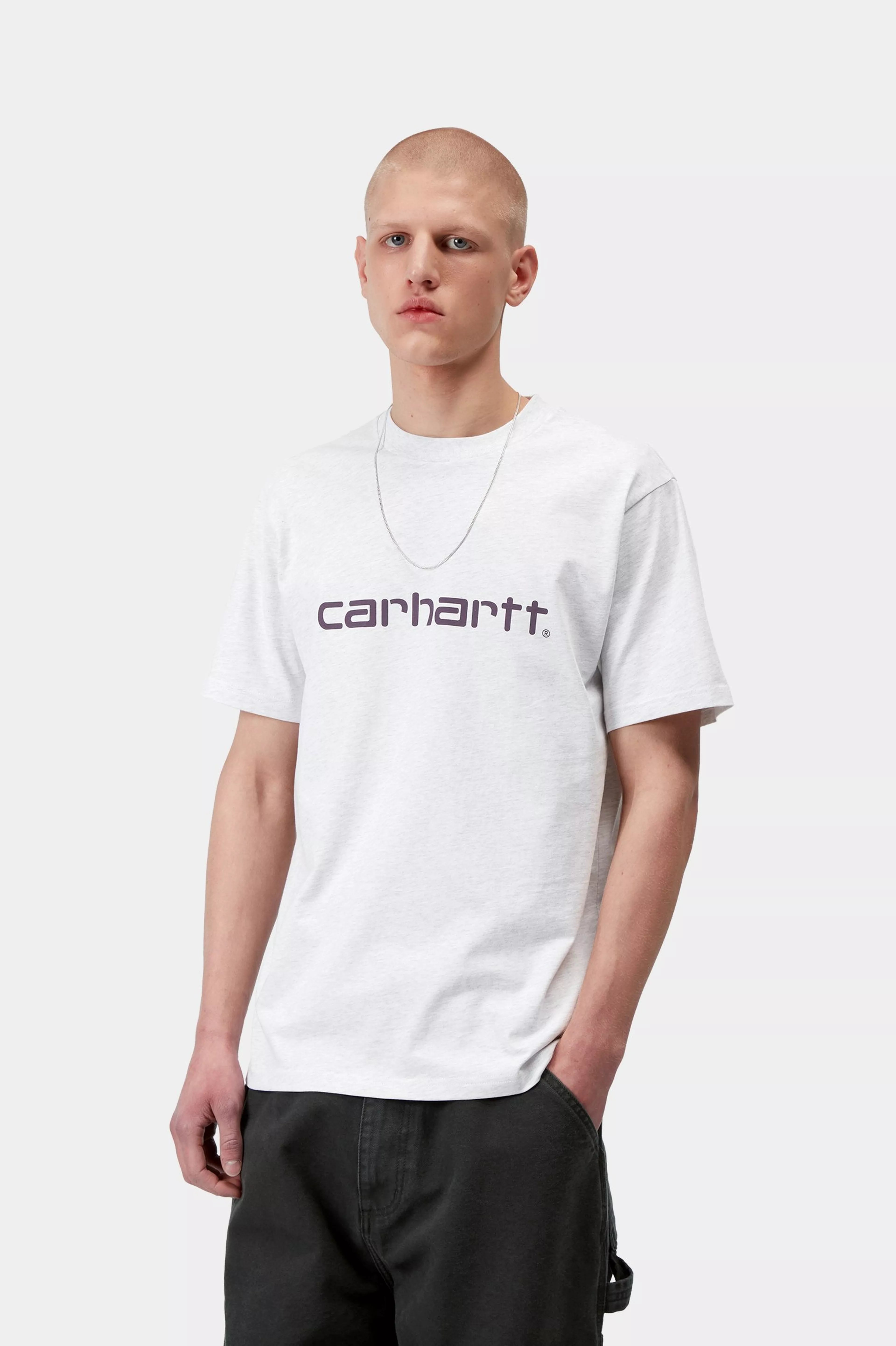 S/S Script T-Shirt - Ash Heather / Cozy Purple