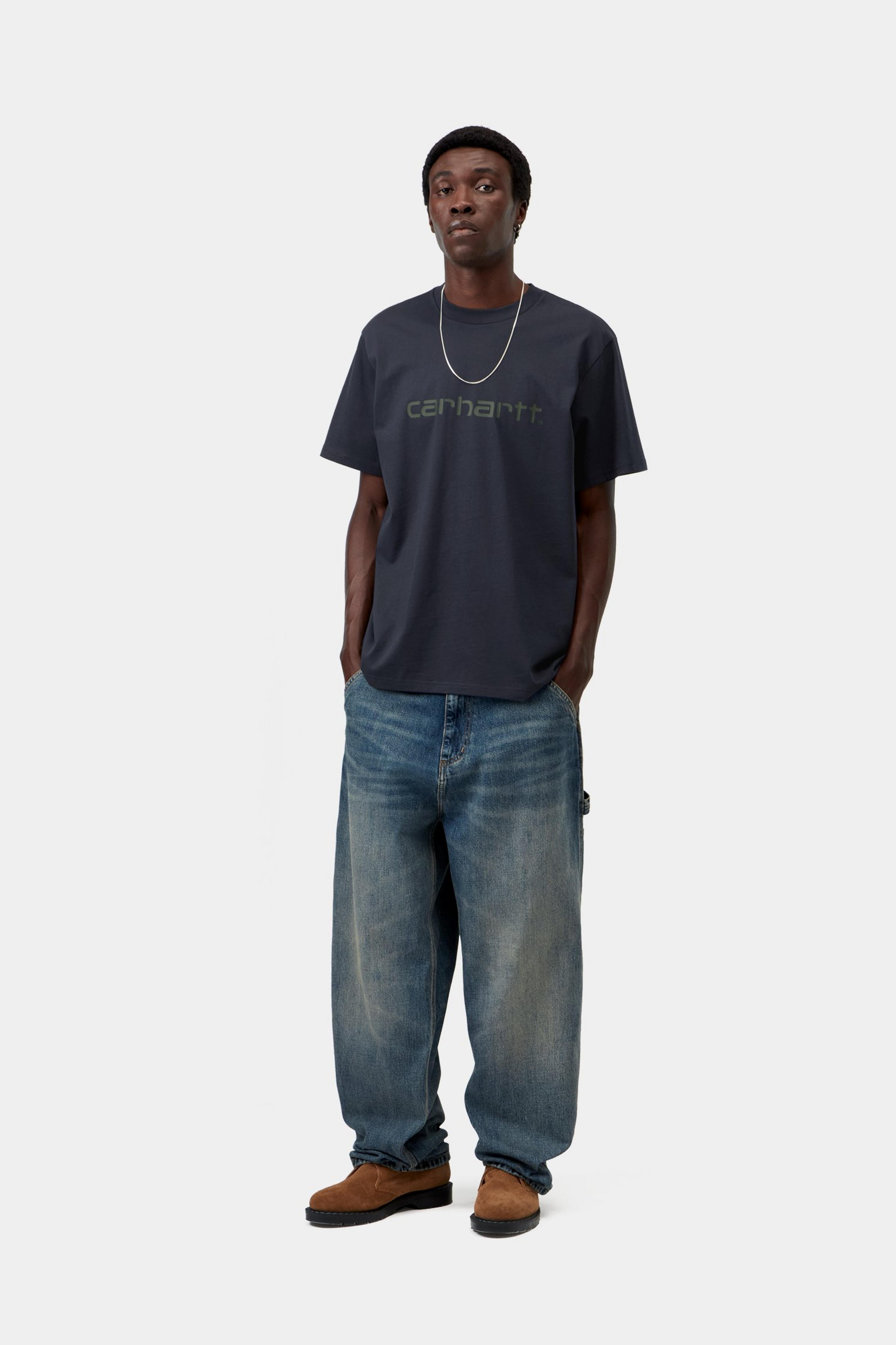 S/S Script T-Shirt - Dark Navy / Dark Scarab