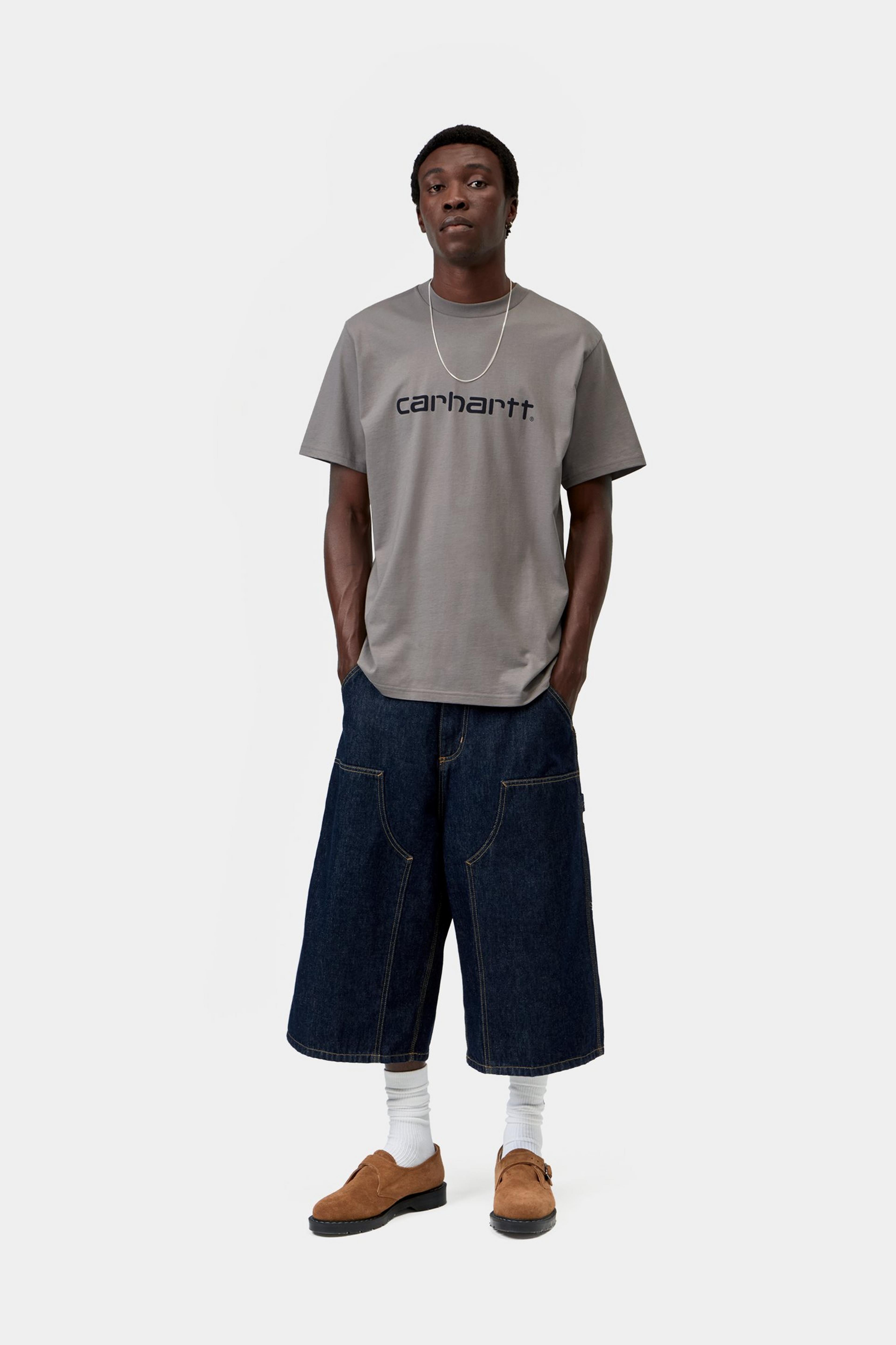 S/S Script T-Shirt - Shady Grey / Dark Navy