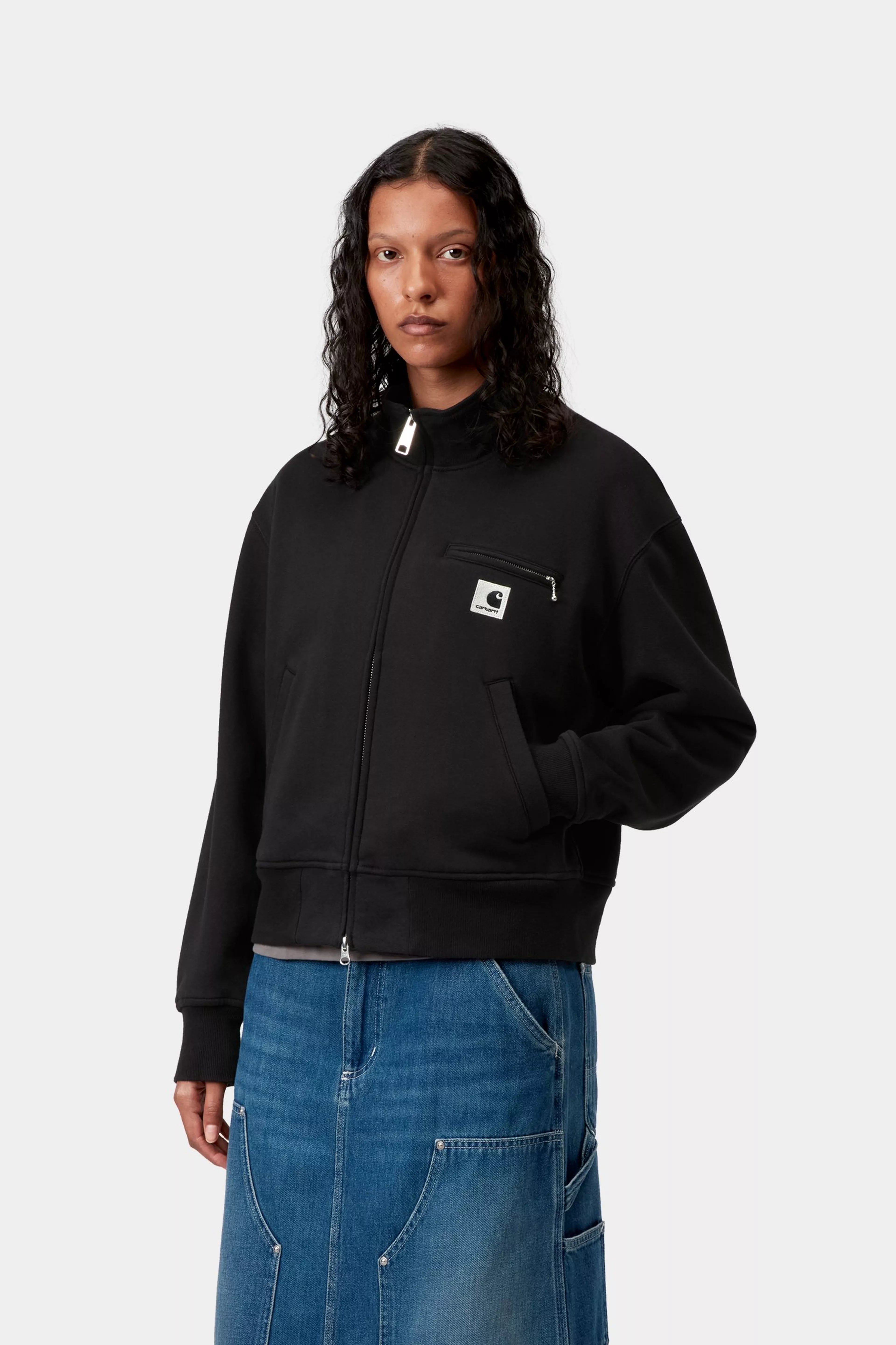 W' DETROIT SWEAT JACKET - Black (stone washed)