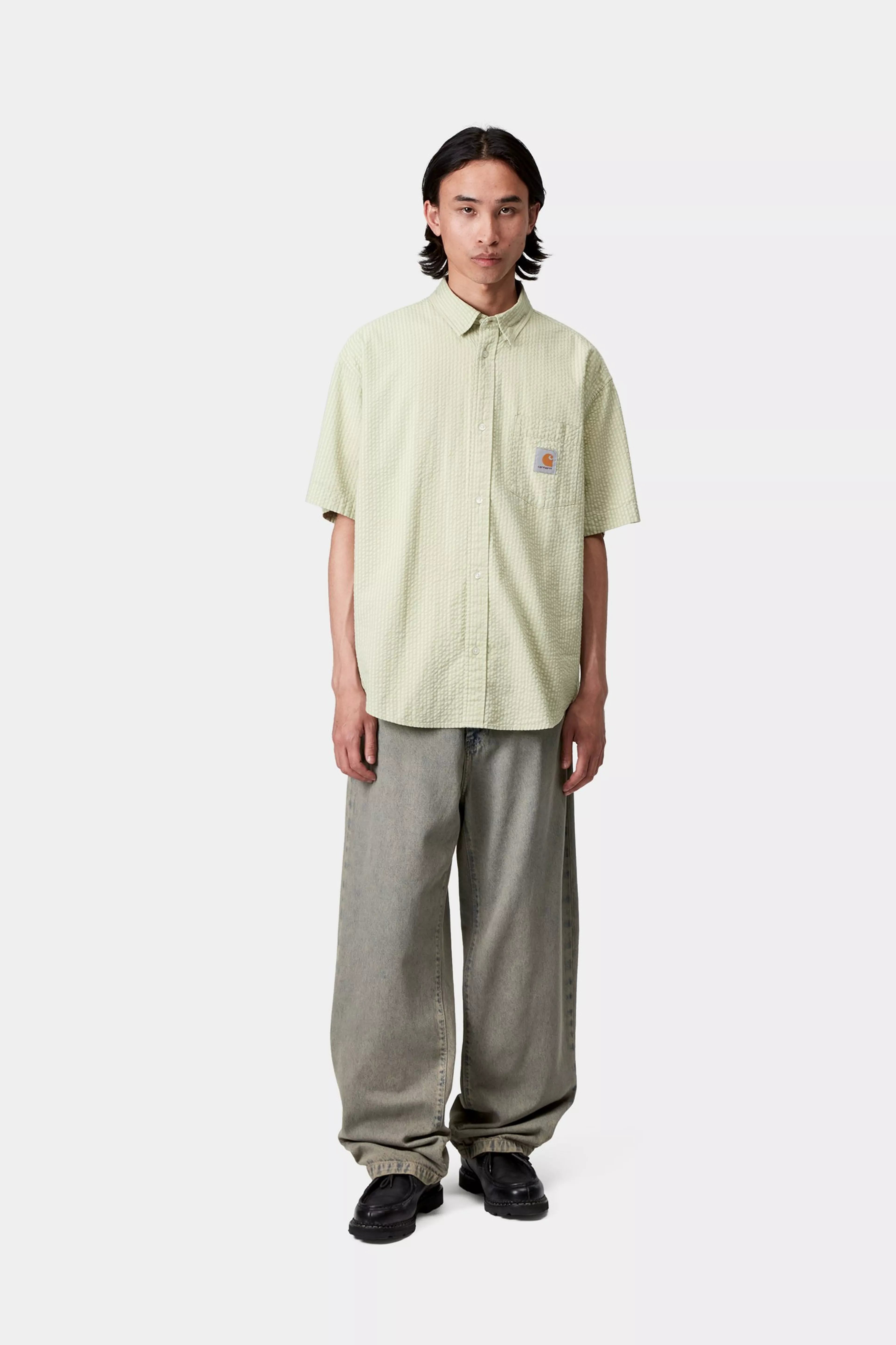 LANDON PANT - Blue / Leather (garment dyed)