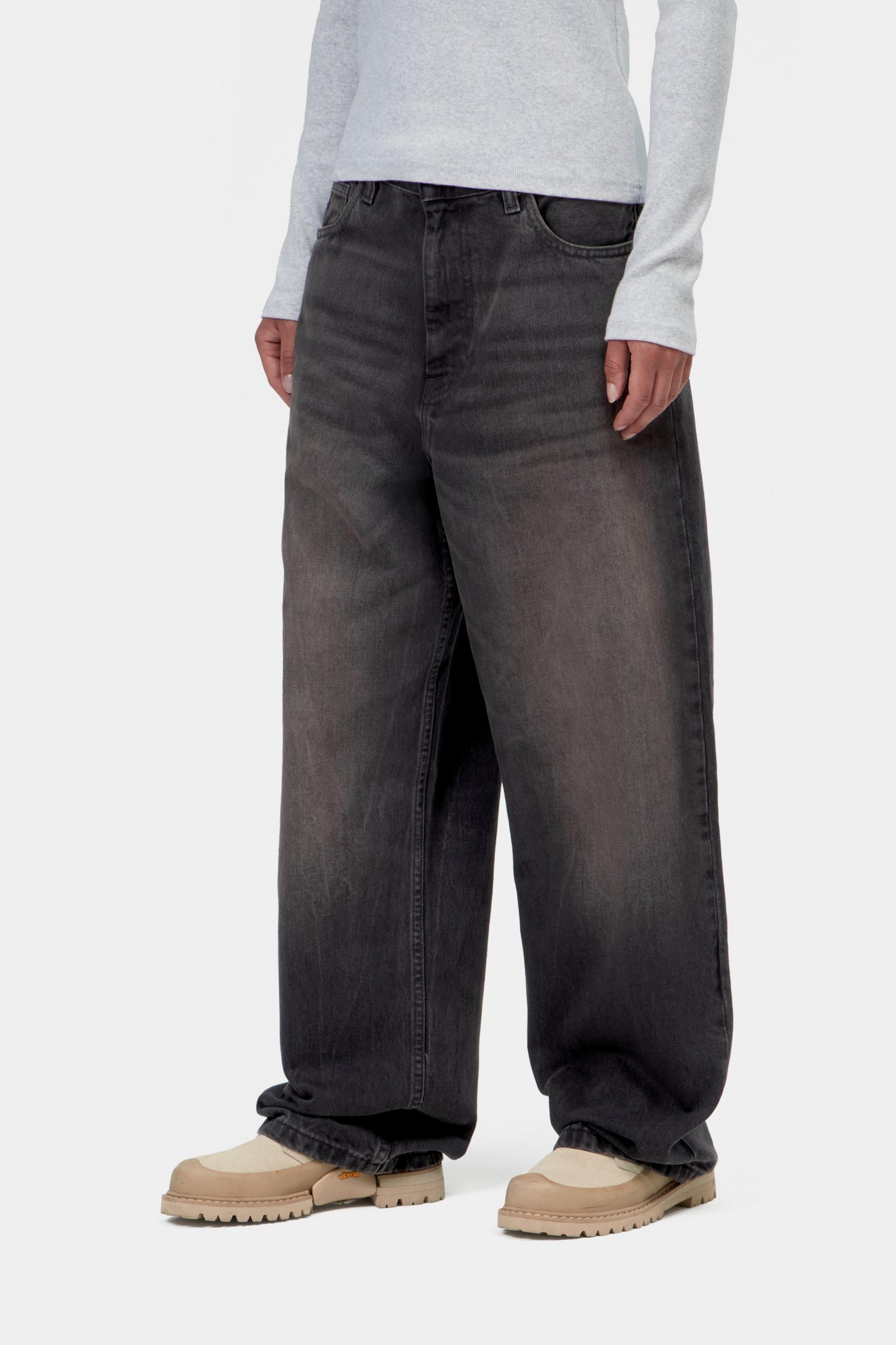 W' Brandon Pant - Black, tobacco used wash