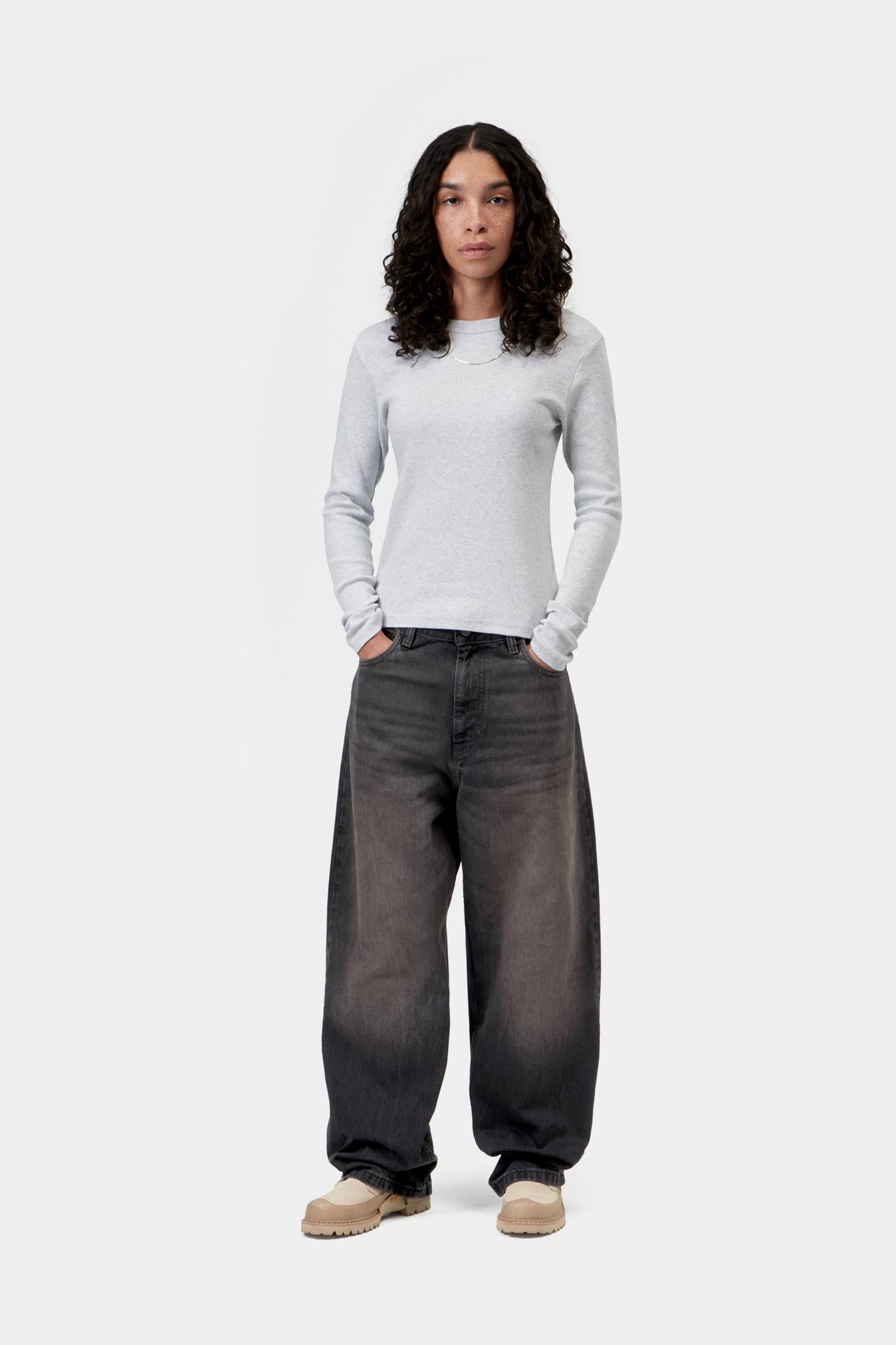 W' Brandon Pant - Black, tobacco used wash