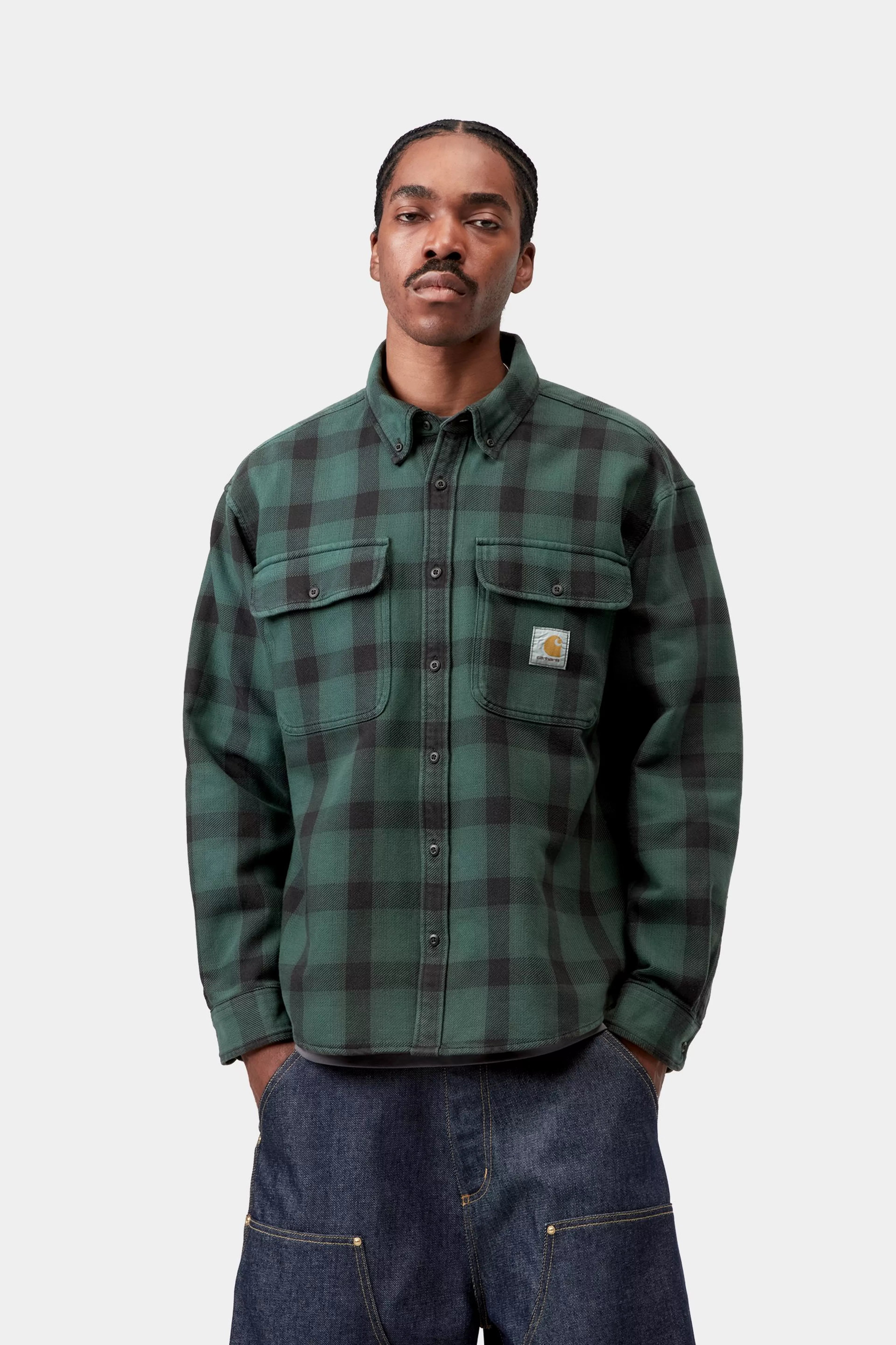 L/S Edmands Shirt - Edmands Check, Natural / Kale Green