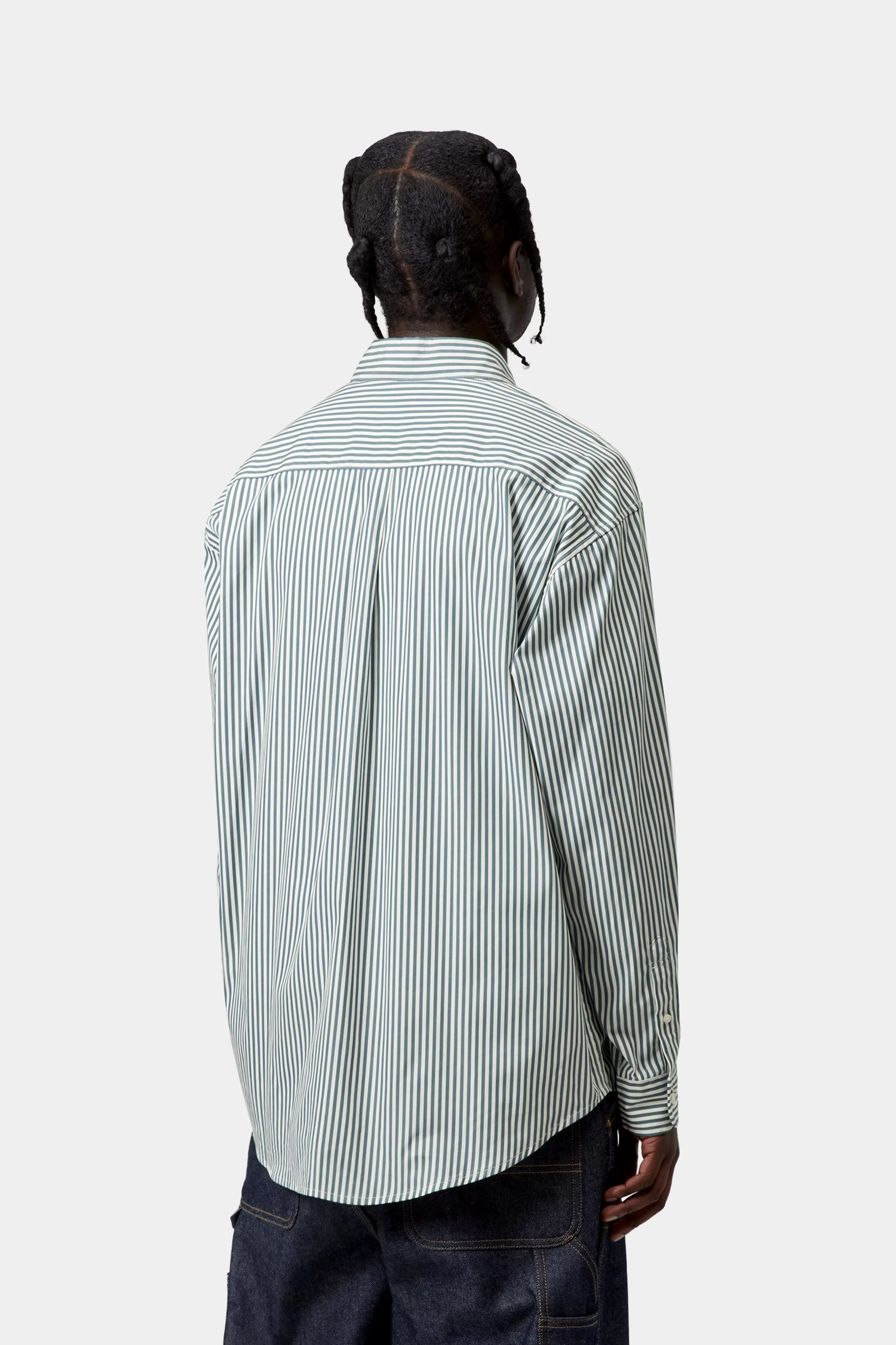 L/S Daldry Shirt - Daldry Stripe, Office Blue / Wax