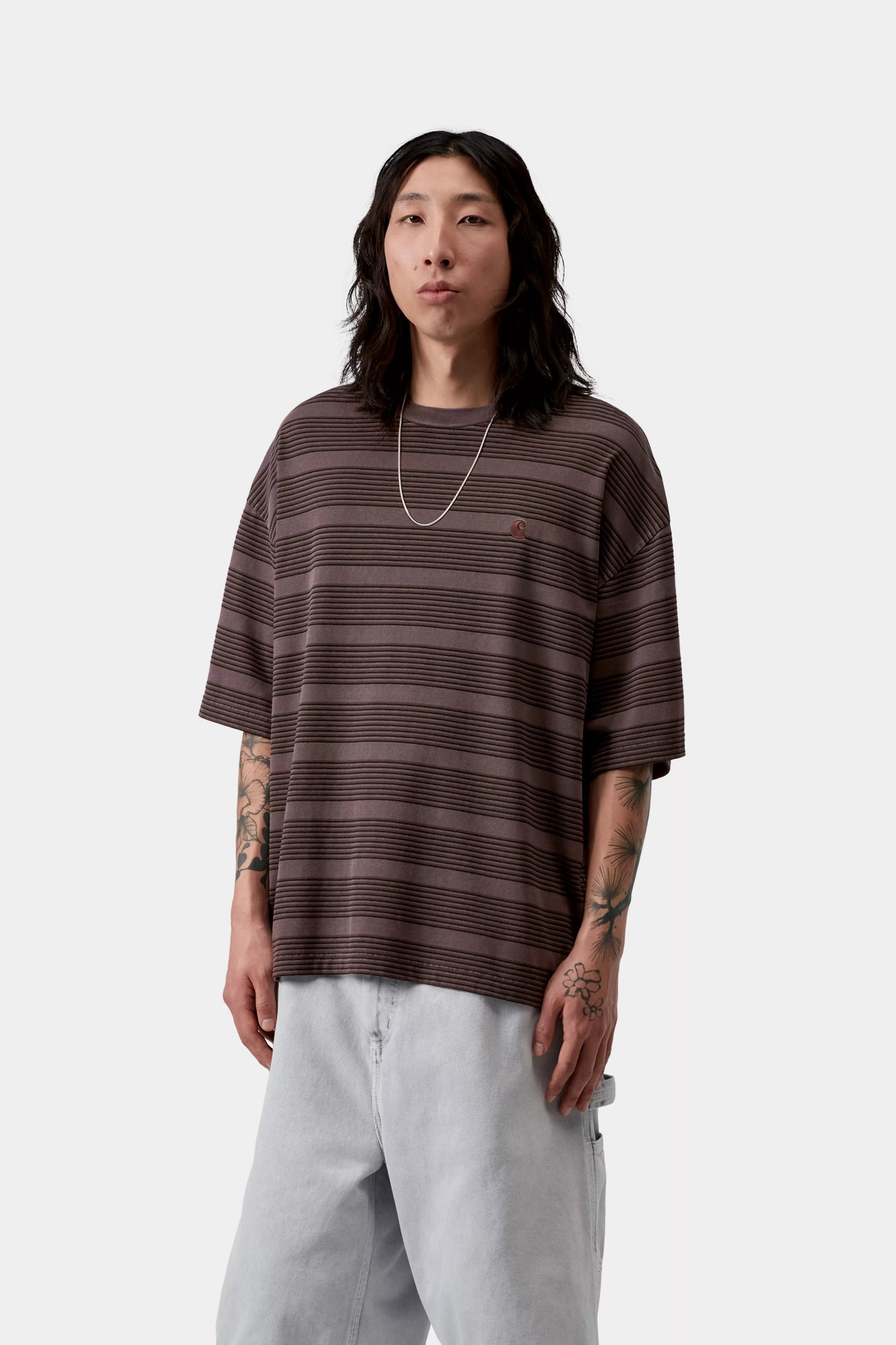 S/S Hanson T-Shirt - Hanson Stripe, Palisander (garment dyed)