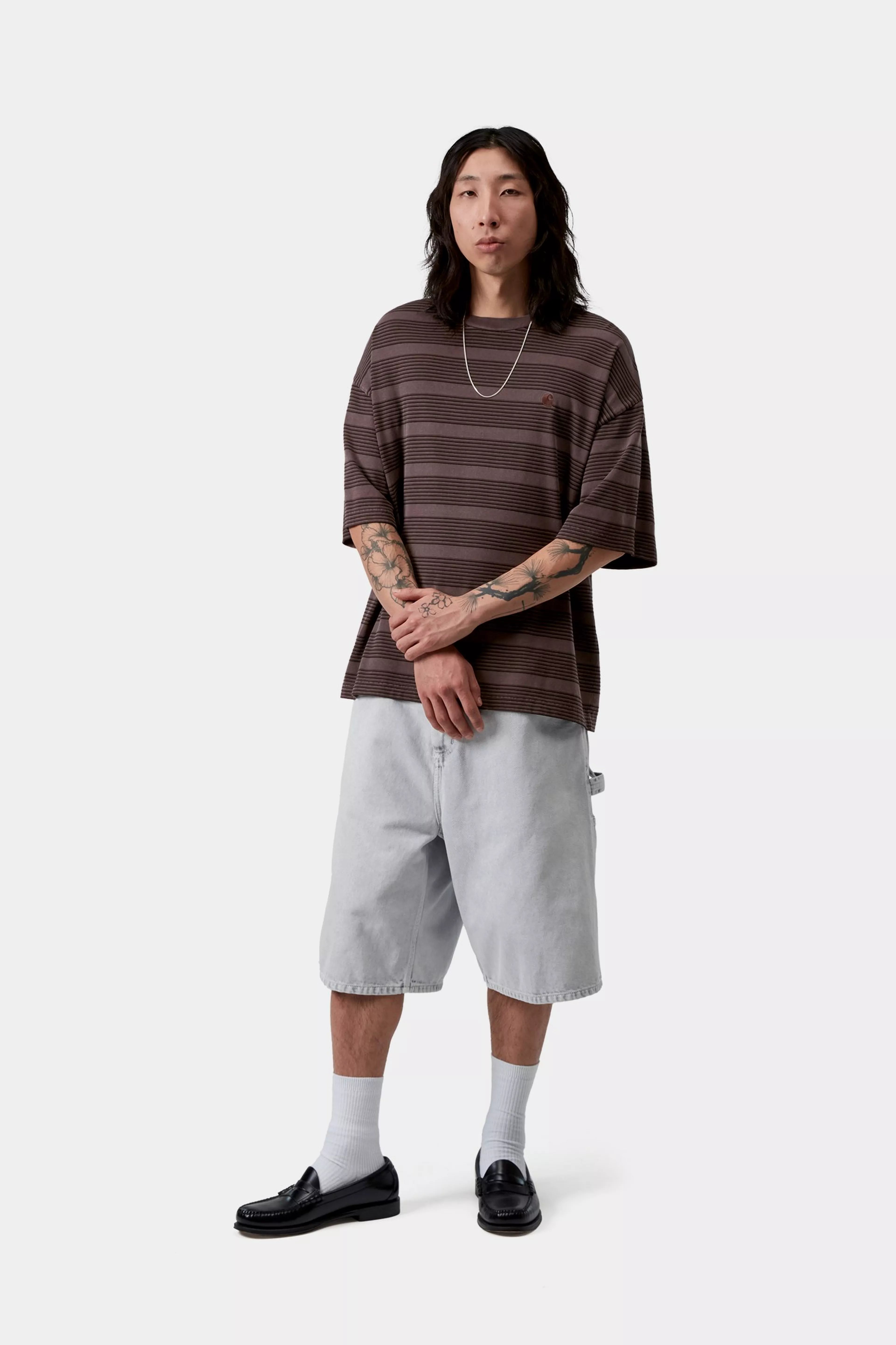 S/S Hanson T-Shirt - Hanson Stripe, Palisander (garment dyed)