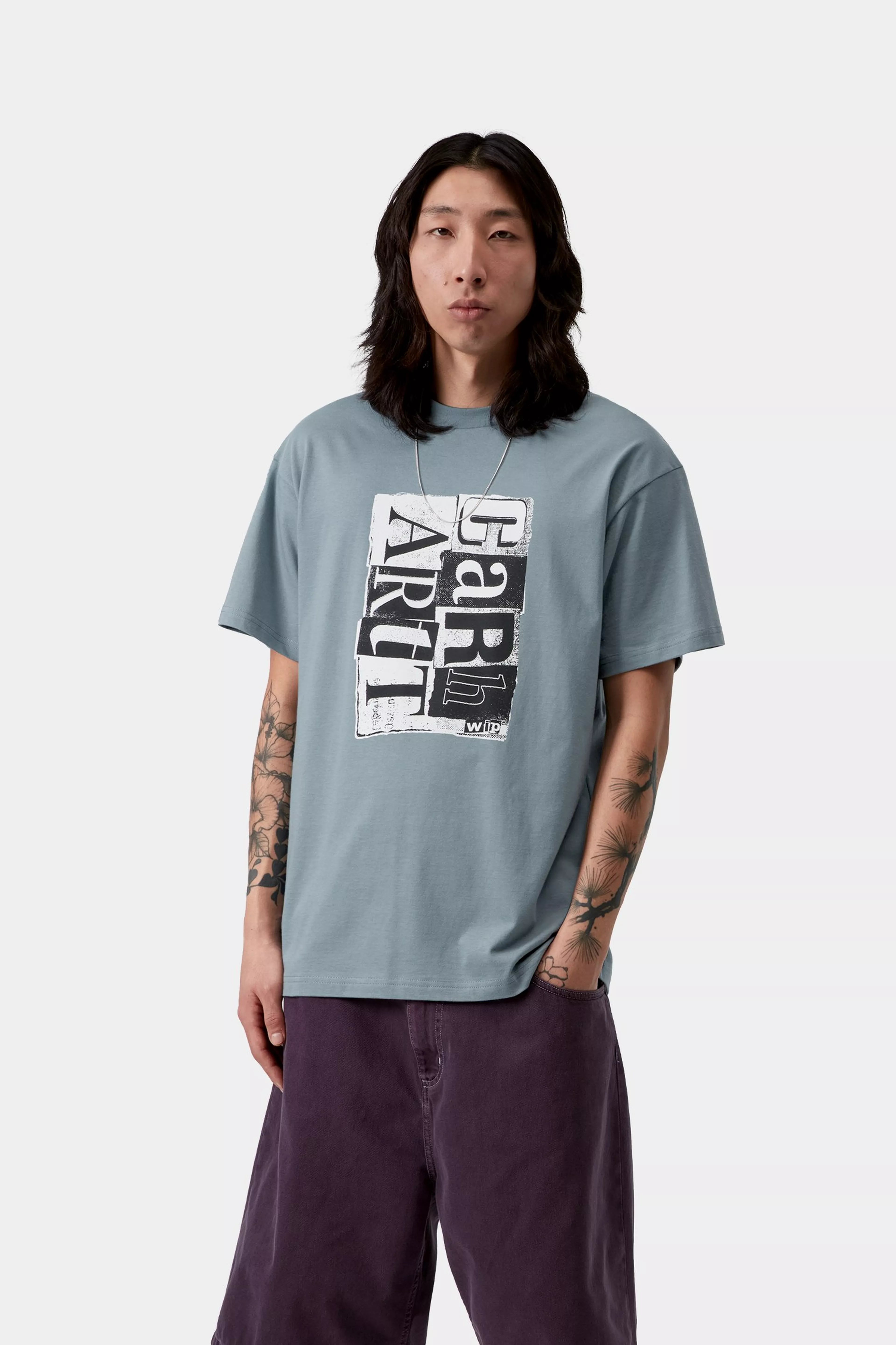 S/S Moving Letterpress T-Shirt - Velvet Blue