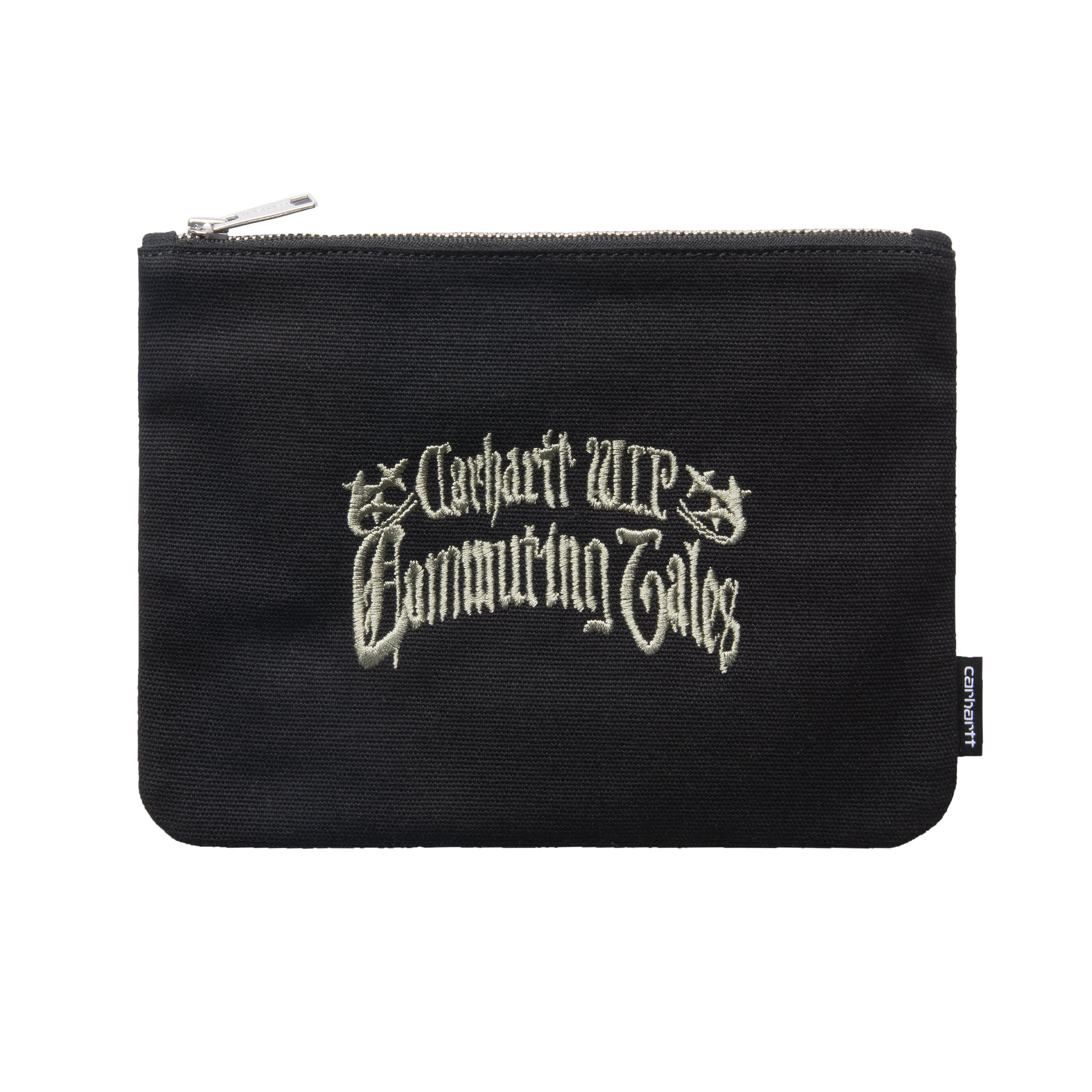 Canvas Graphic Zip Wallet - Embroidery Black