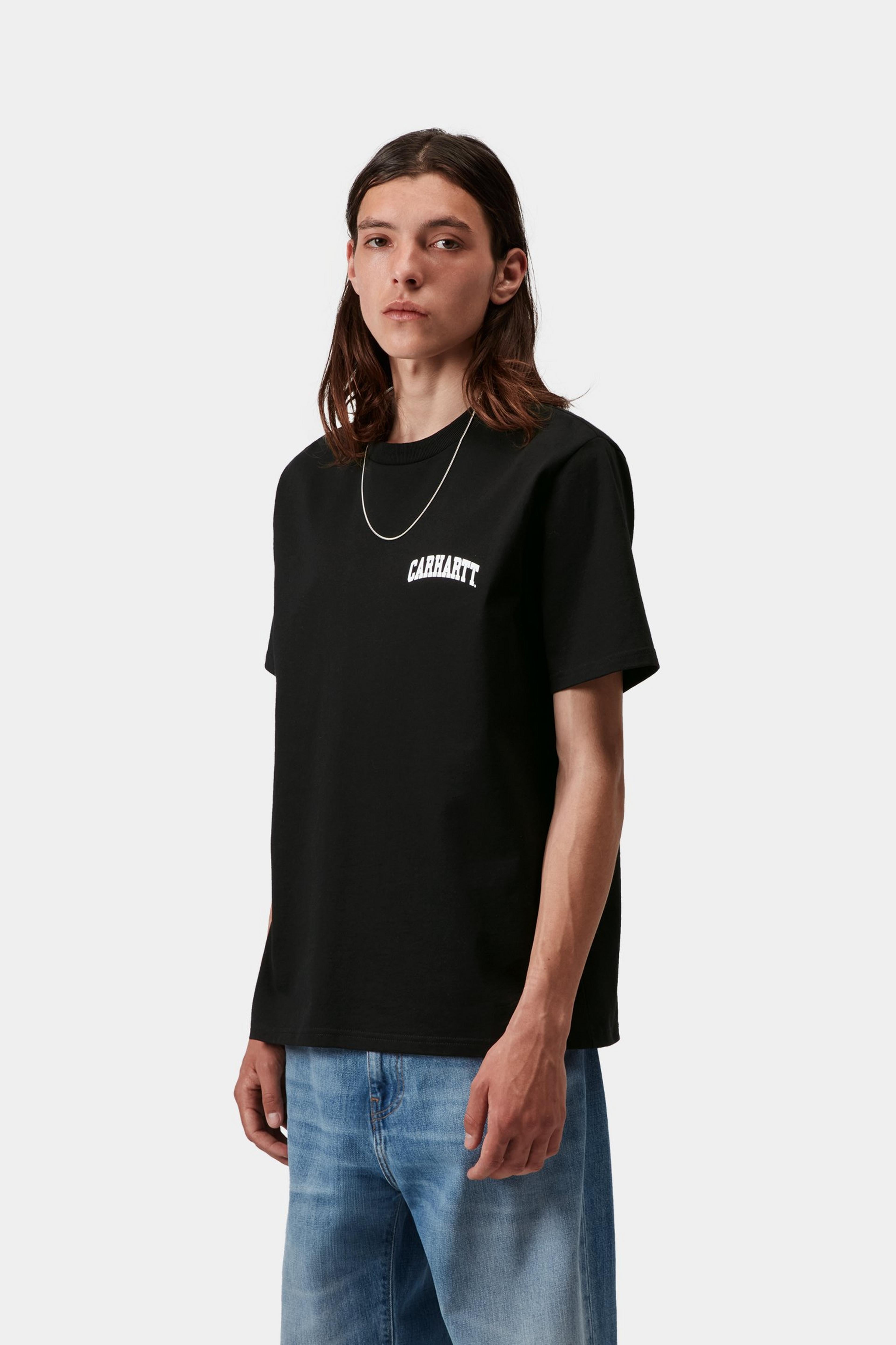 S/S University Script T-Shirt - Black / White