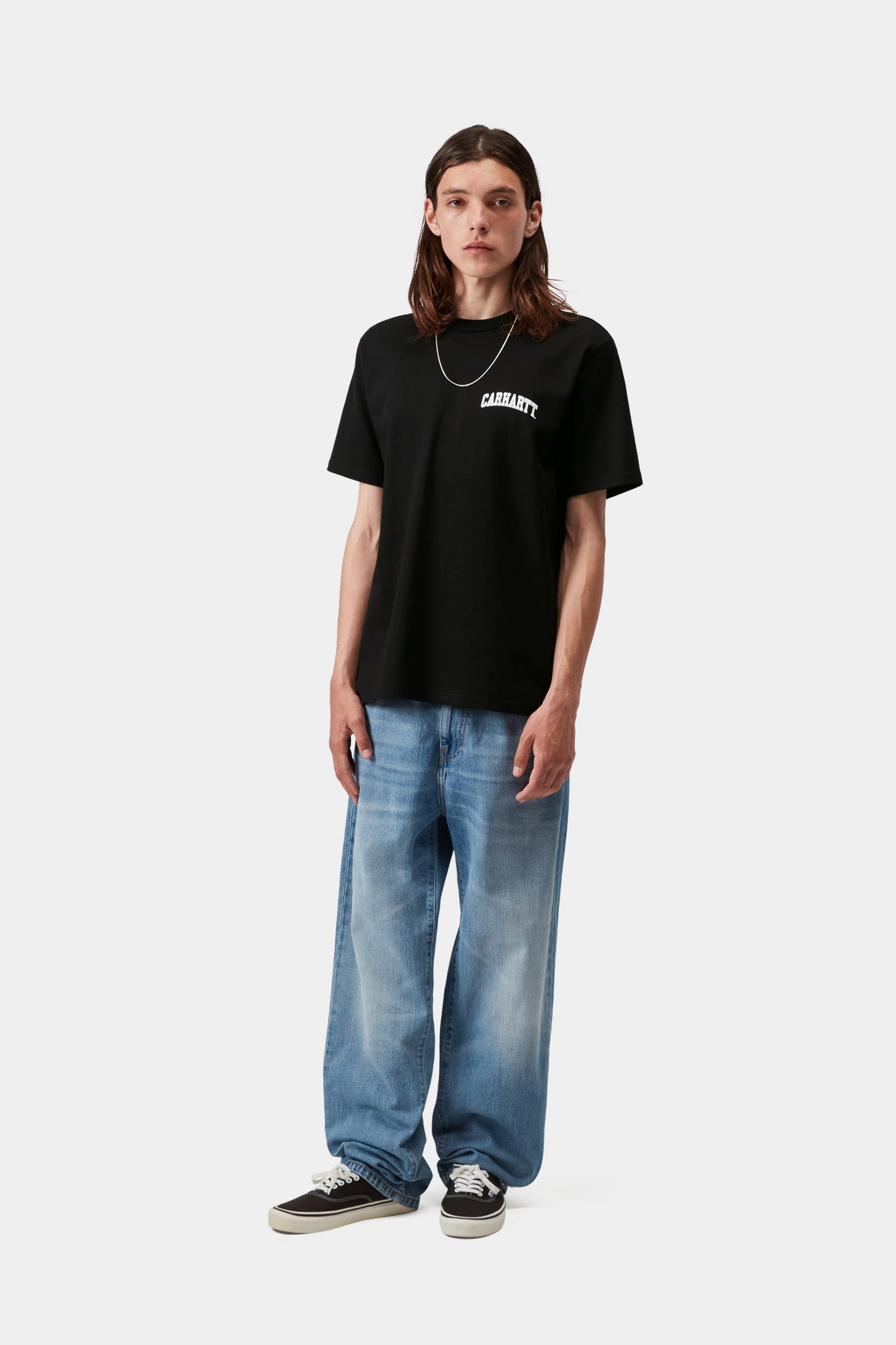 S/S University Script T-Shirt - Black / White