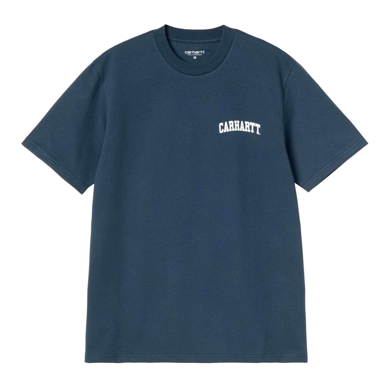 S/S University Script T-Shirt - Blue River / White