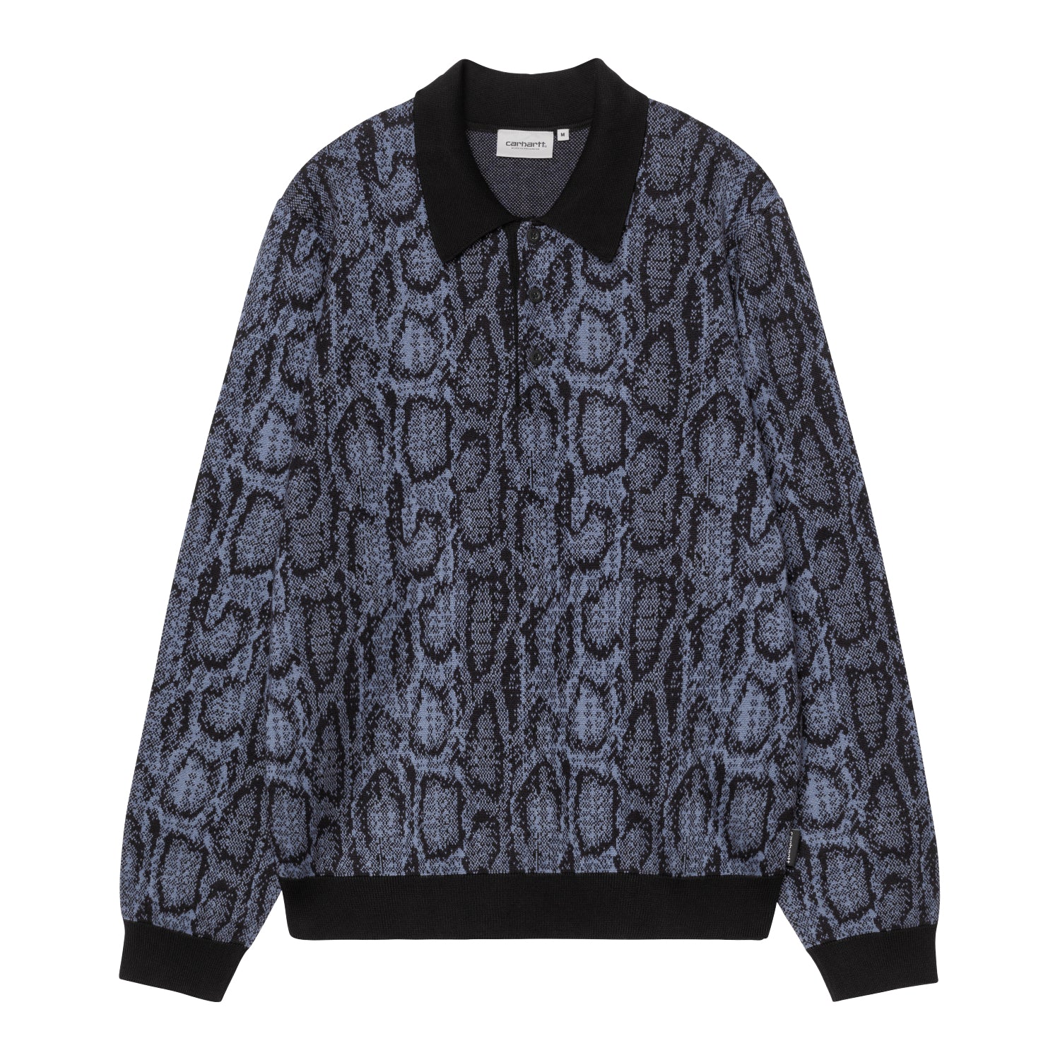 L/S Snake Polo - Snake Camo Jacquard, Velvet Blue