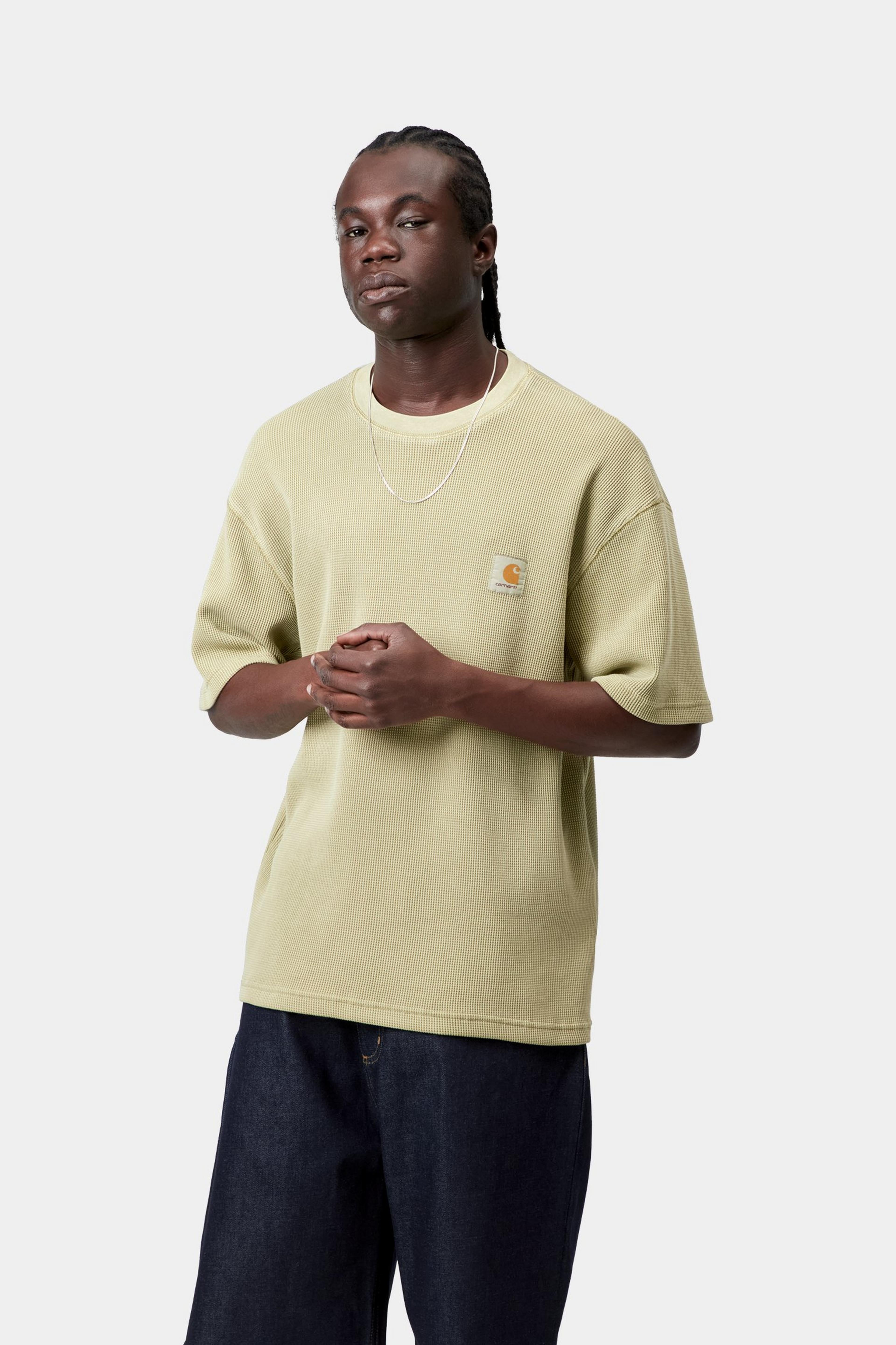 S/S Nelson Waffle T-Shirt - Gentle Green (garment dyed)