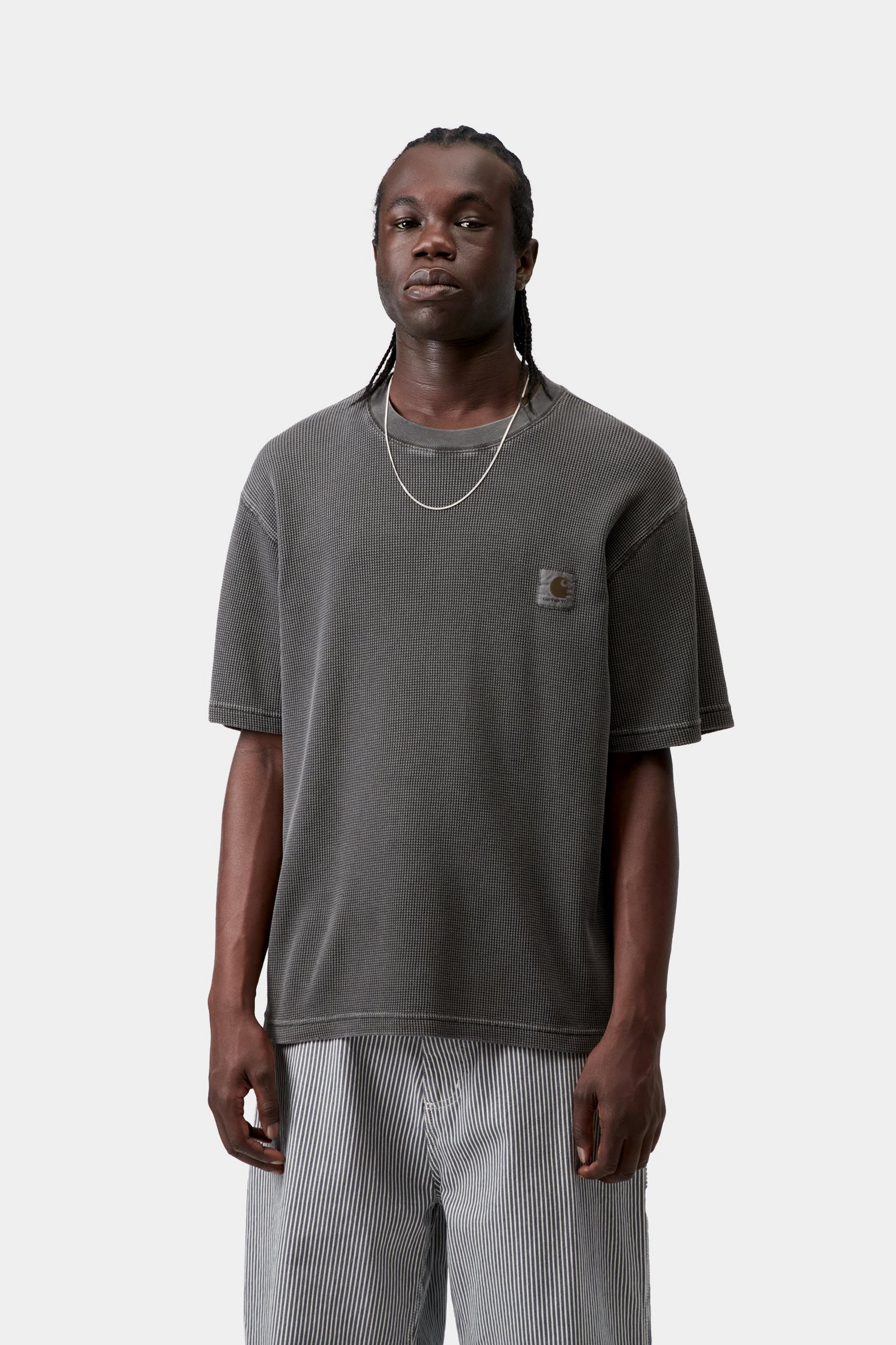 S/S Nelson Waffle T-Shirt - Black (garment dyed)