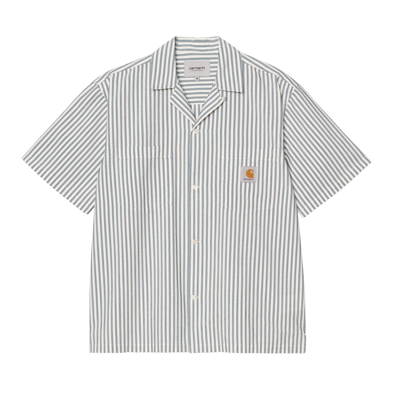 S/S Leavel Shirt - Leavel Stripe, Blue River / Wax