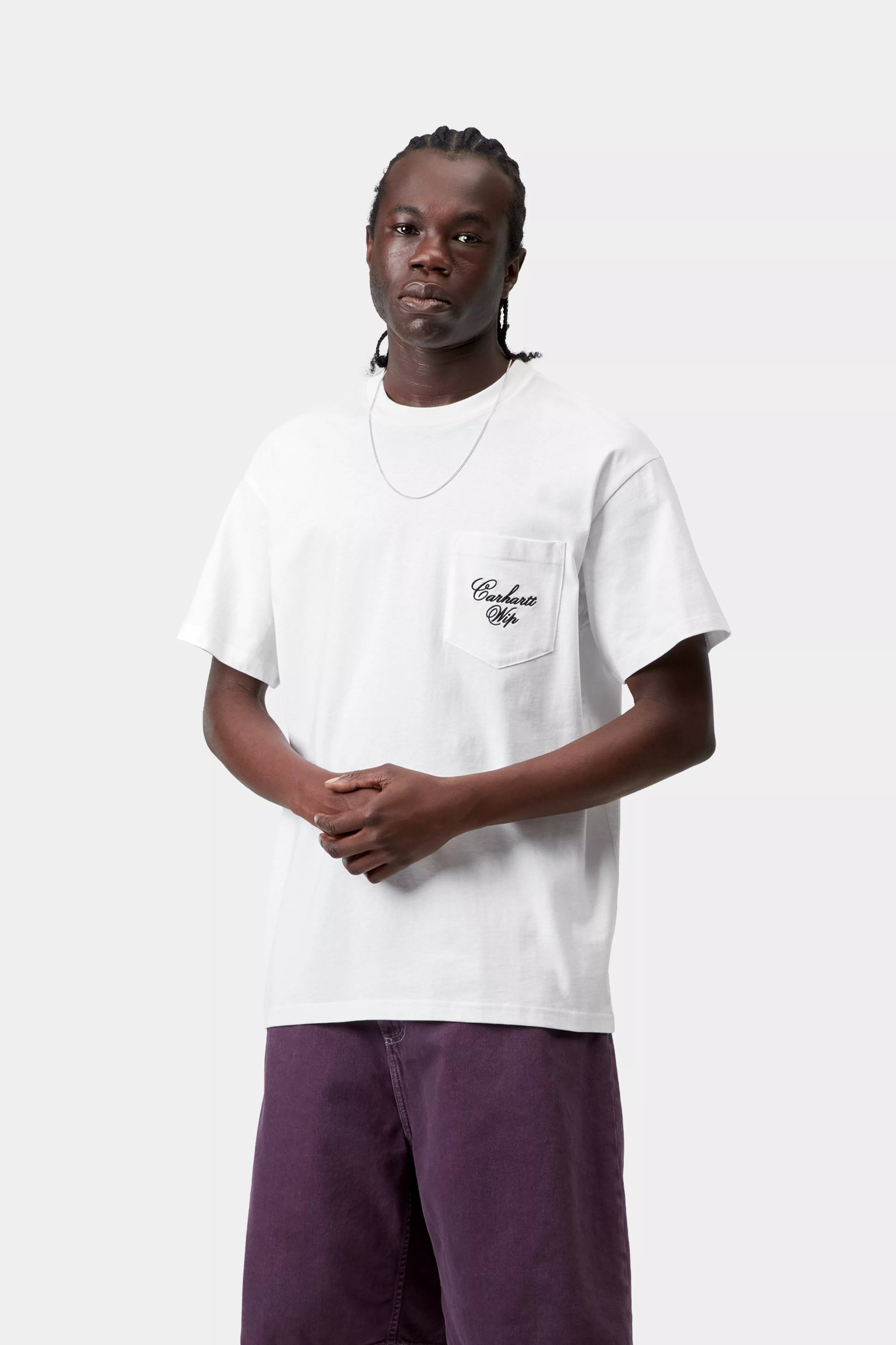 S/S Longhand Pocket T-Shirt - White / Black