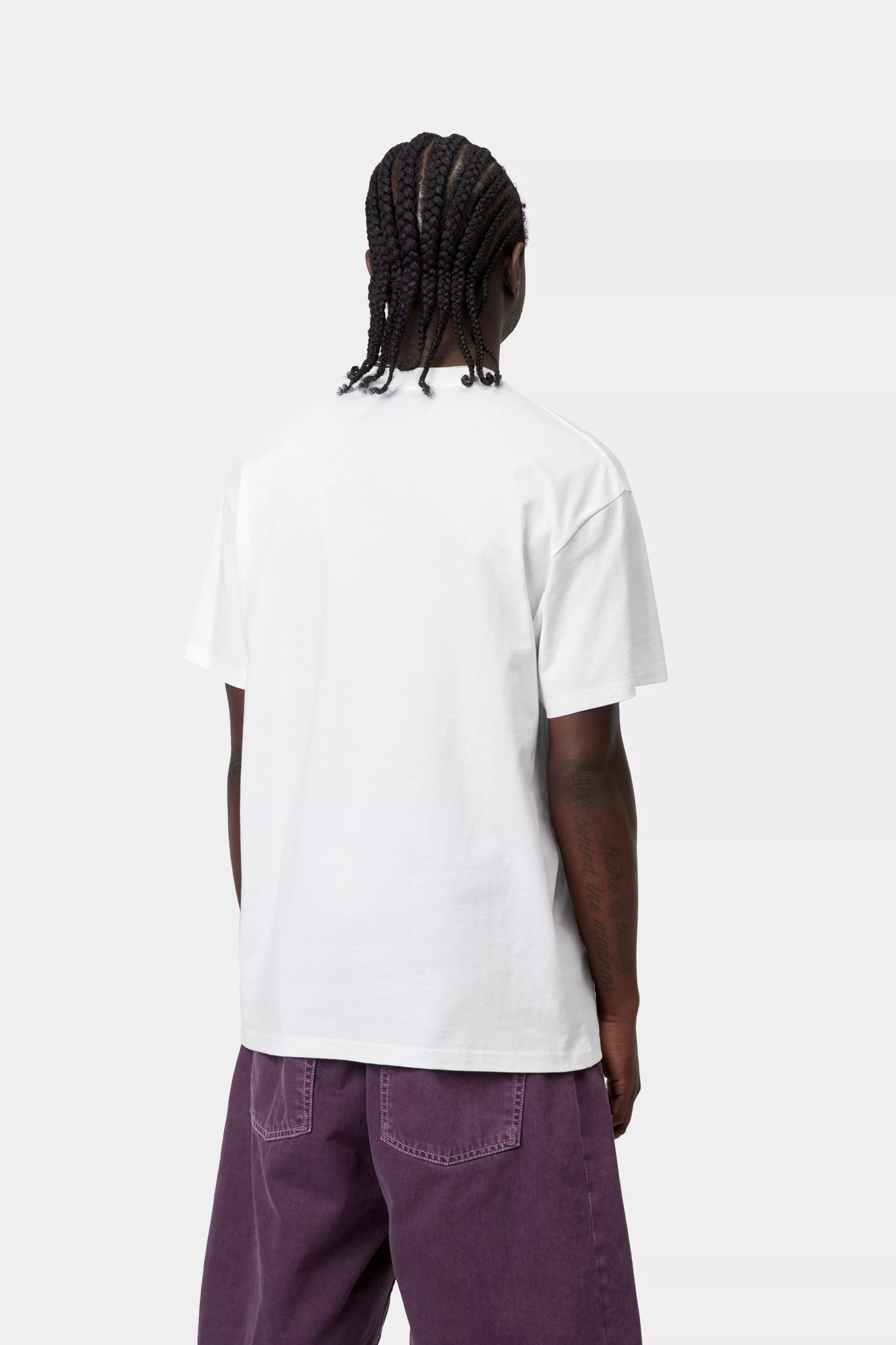 S/S Longhand Pocket T-Shirt - White / Black