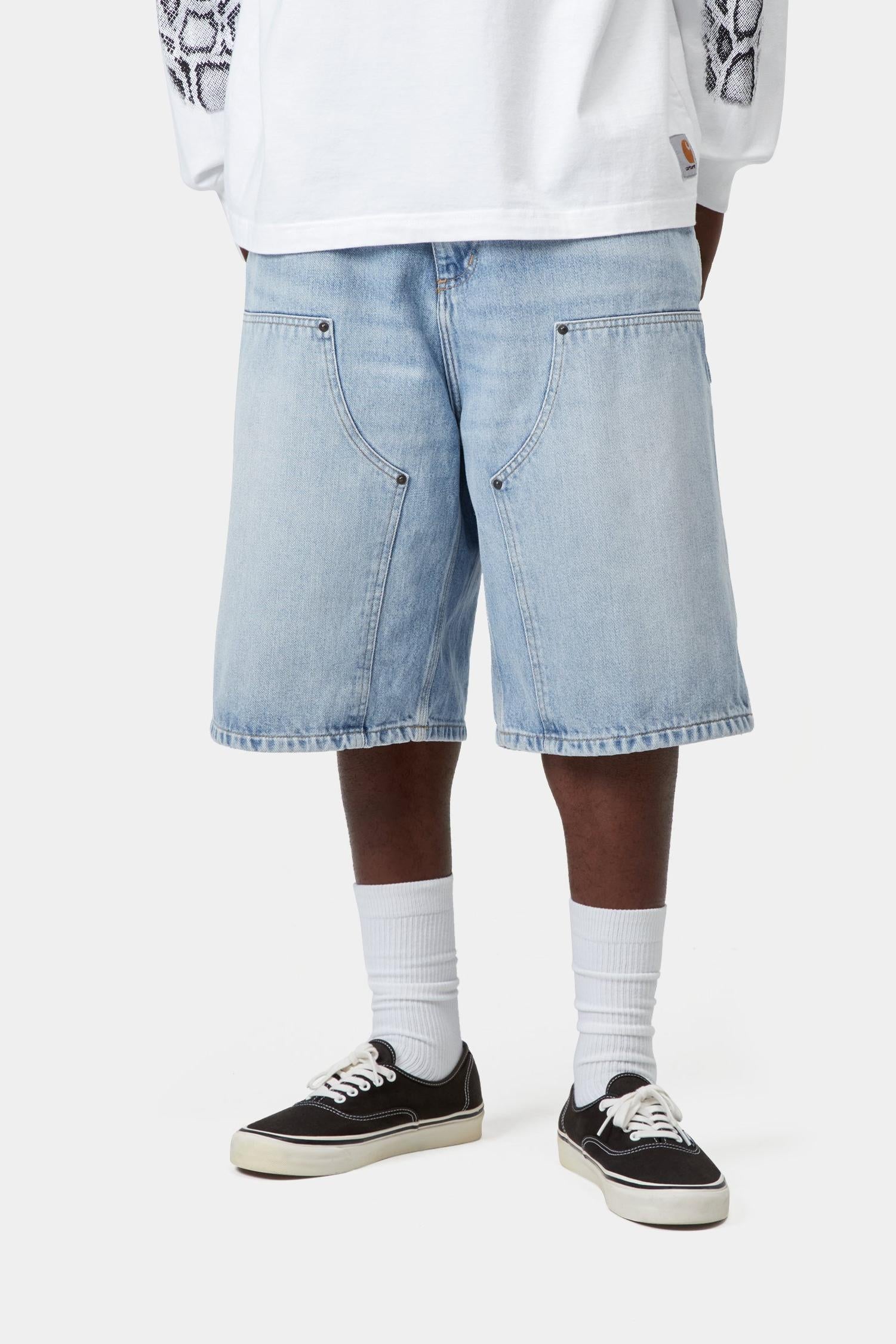 OG Double Knee Short - Blue (heavy worn bleached)