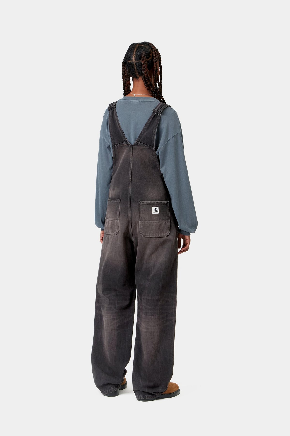 W' Bib Overall Straight - Black tobacco used wash