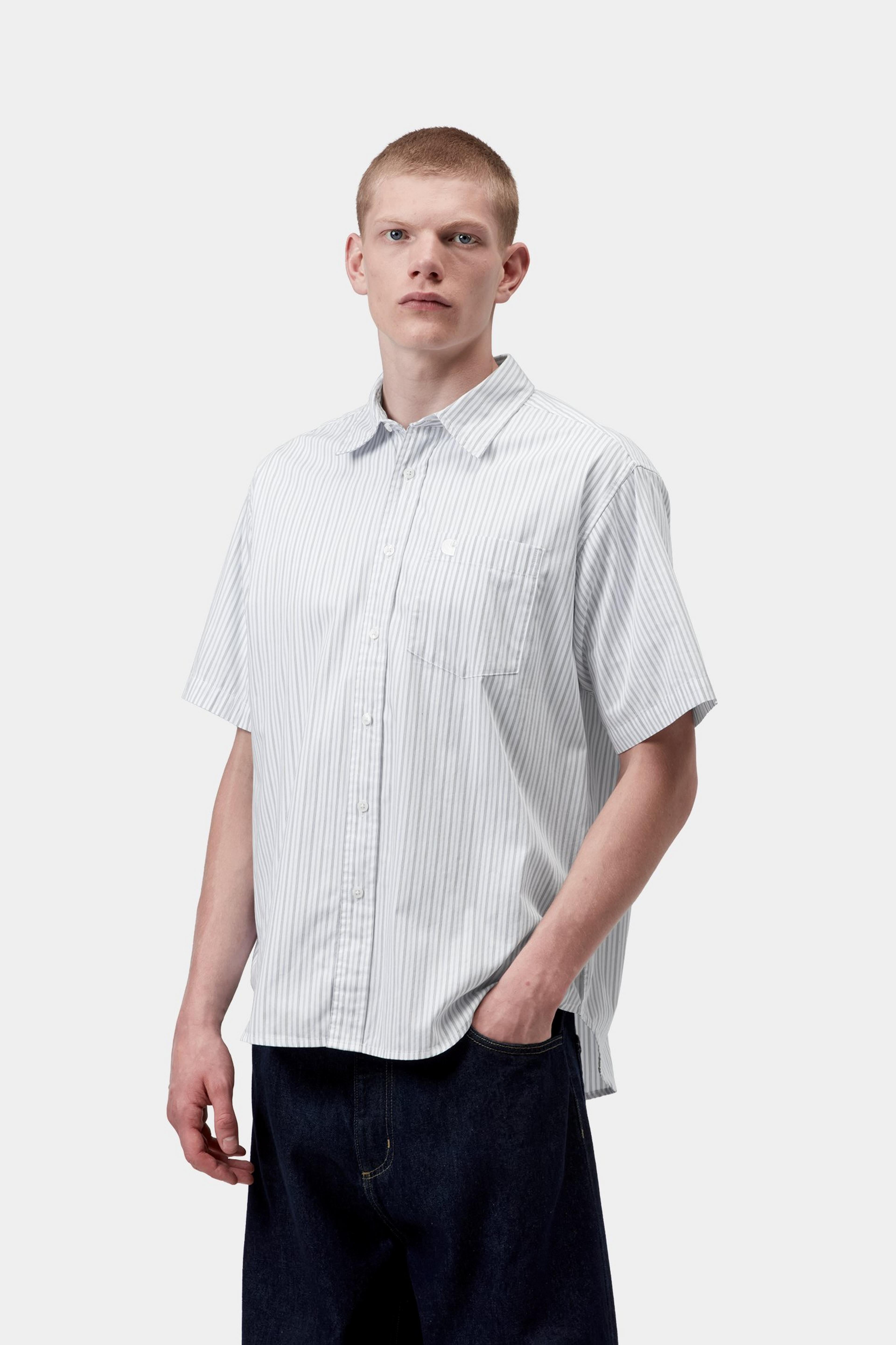 S/S Keene Shirt - Keene Stripe, White