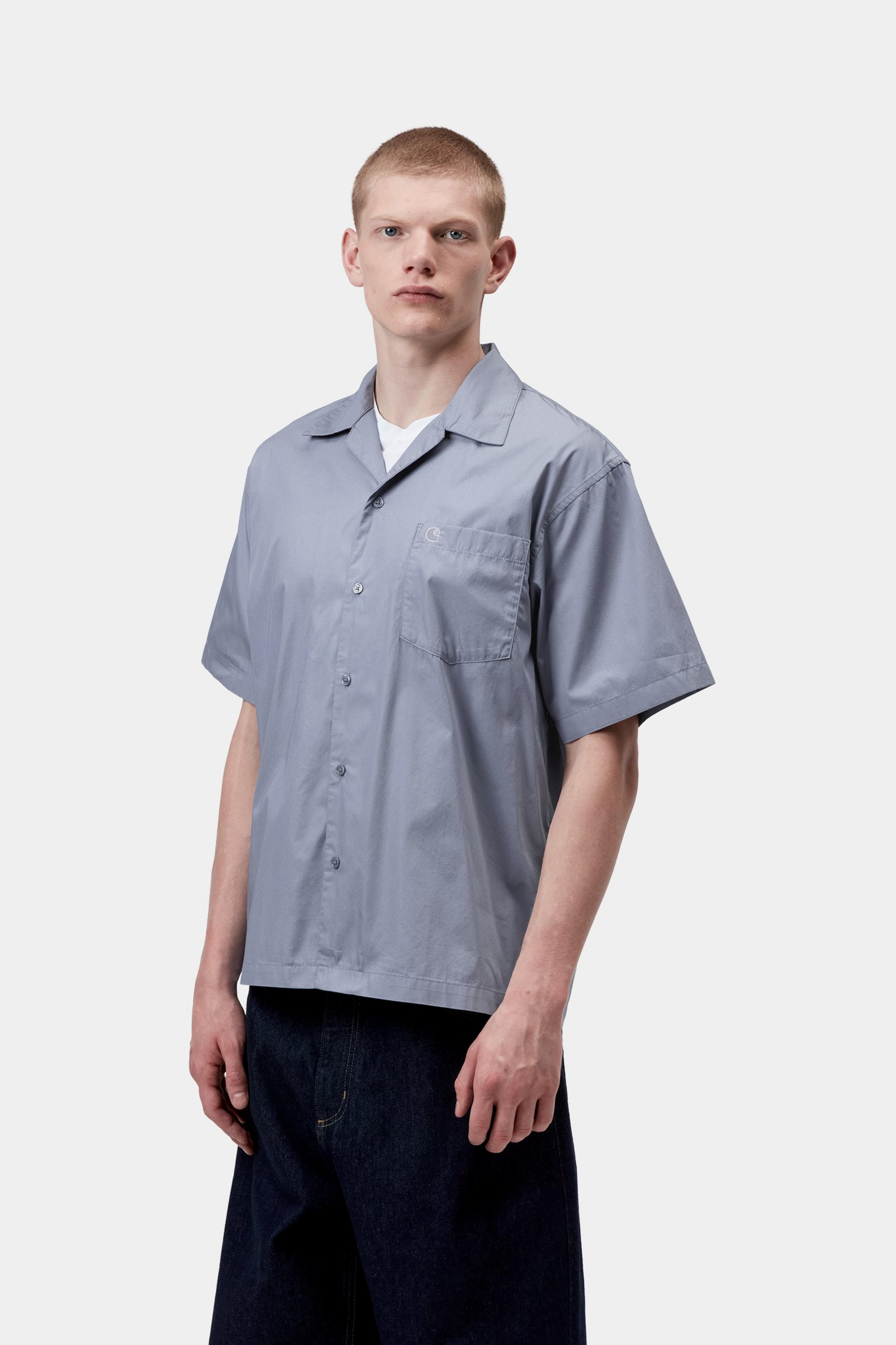S/S Kendry Shirt - Shady Blue / White