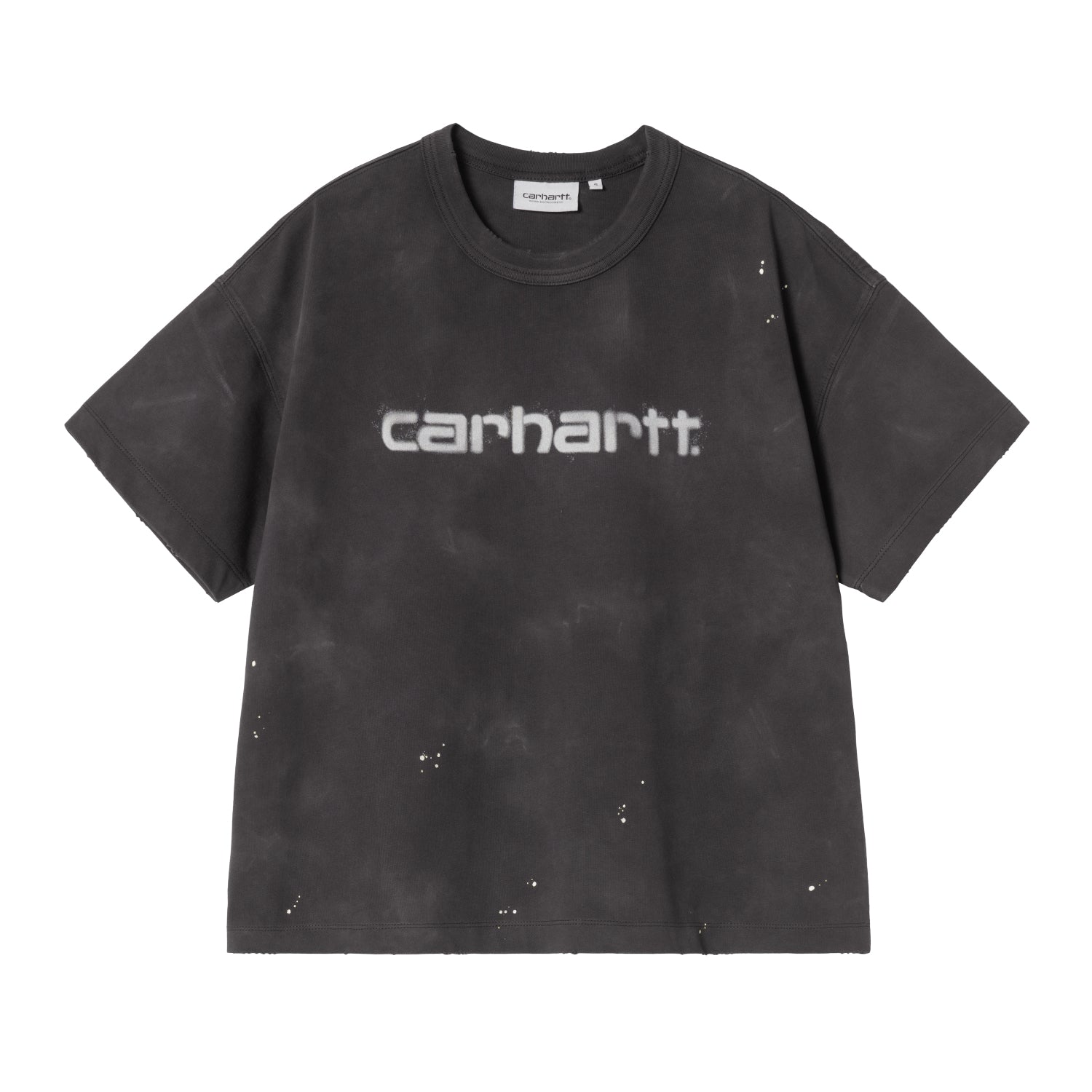 W' S/S Painter T-Shirt - Black, Destroy wash, splatter