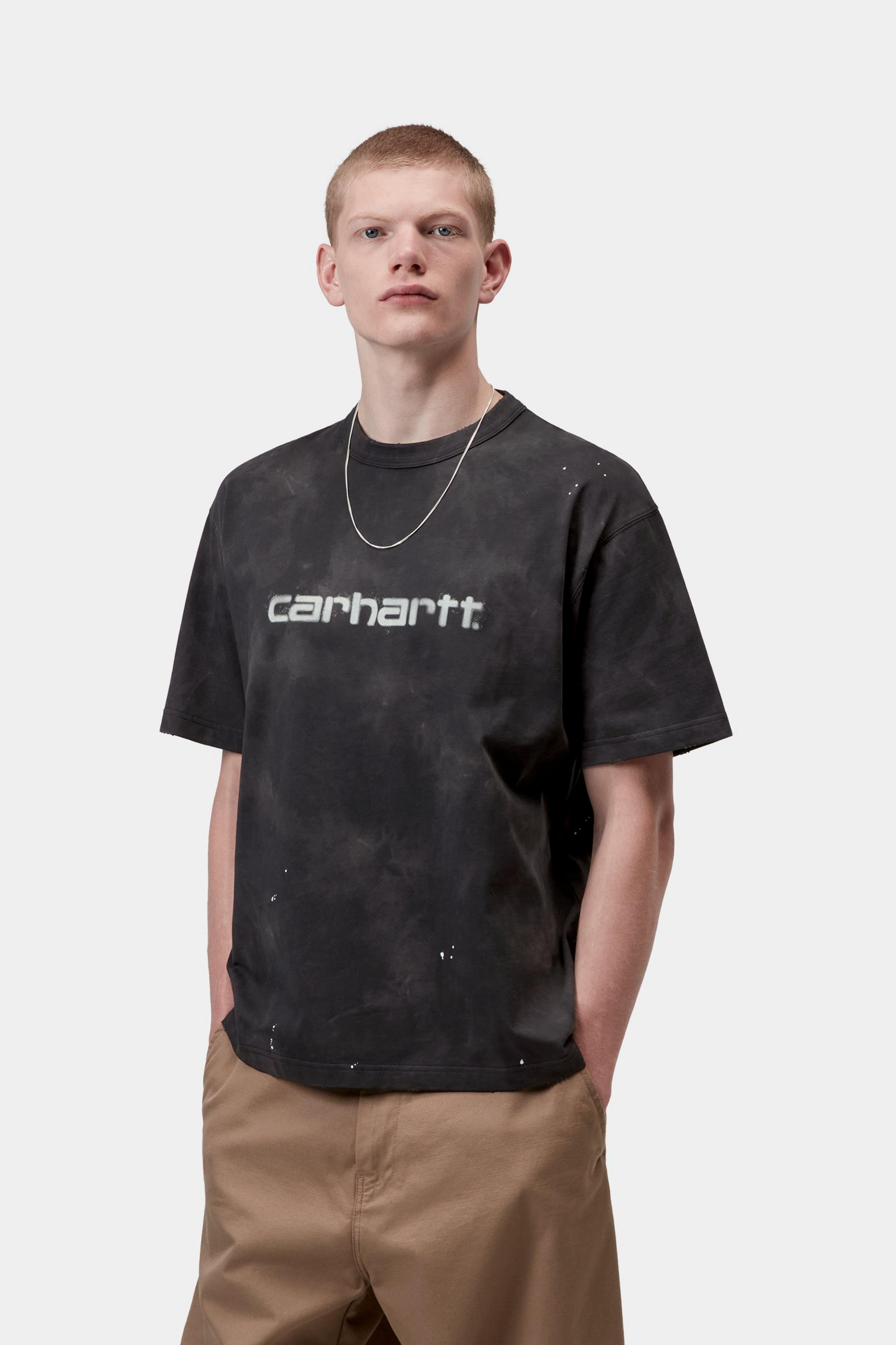 S/S Painter T-Shirt - Black, Destroy wash, splatter