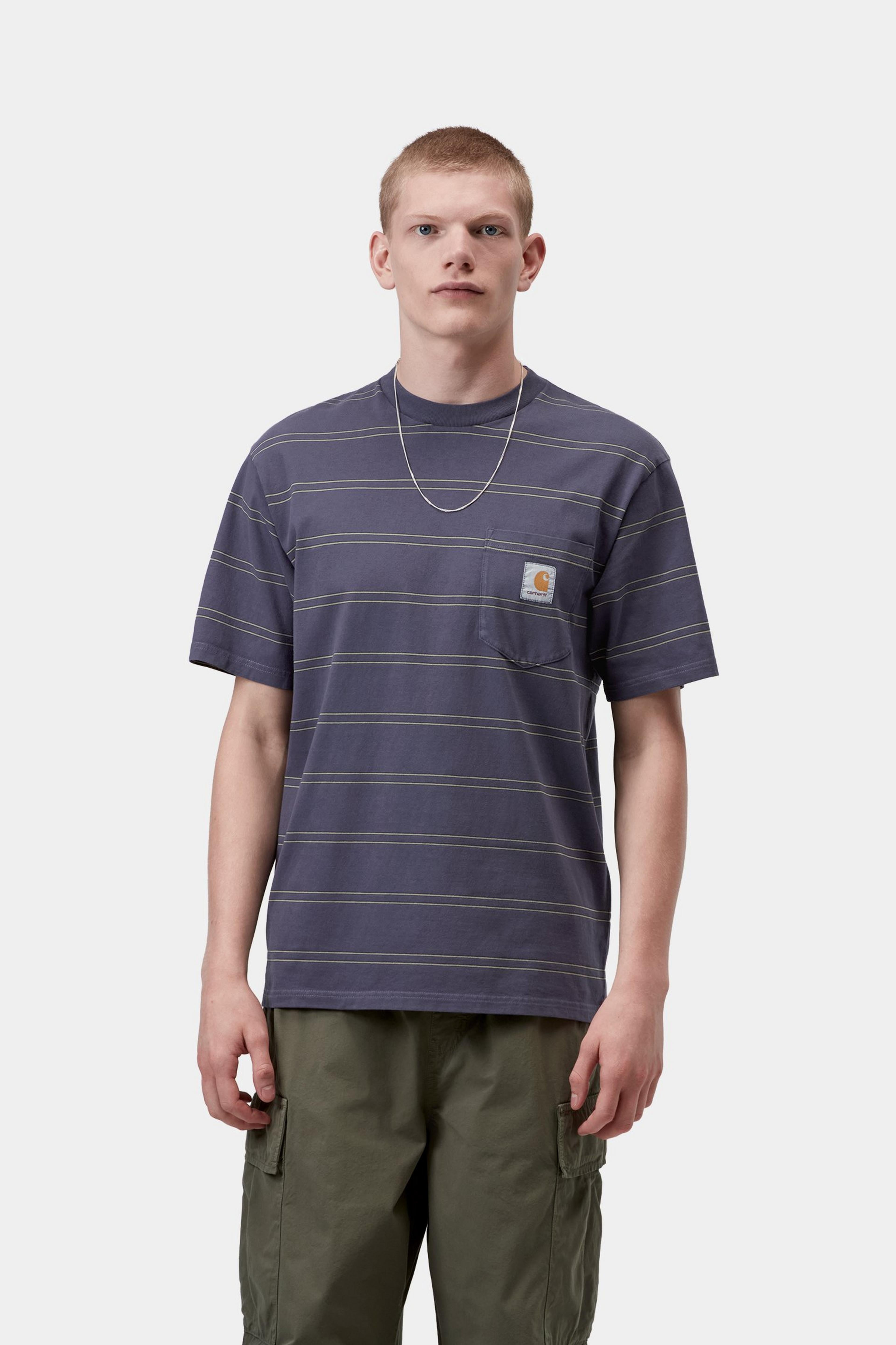 S/S Bert Pocket T-Shirt - Bert Stripe, Shady Purple / Shady Green, Garment dyed