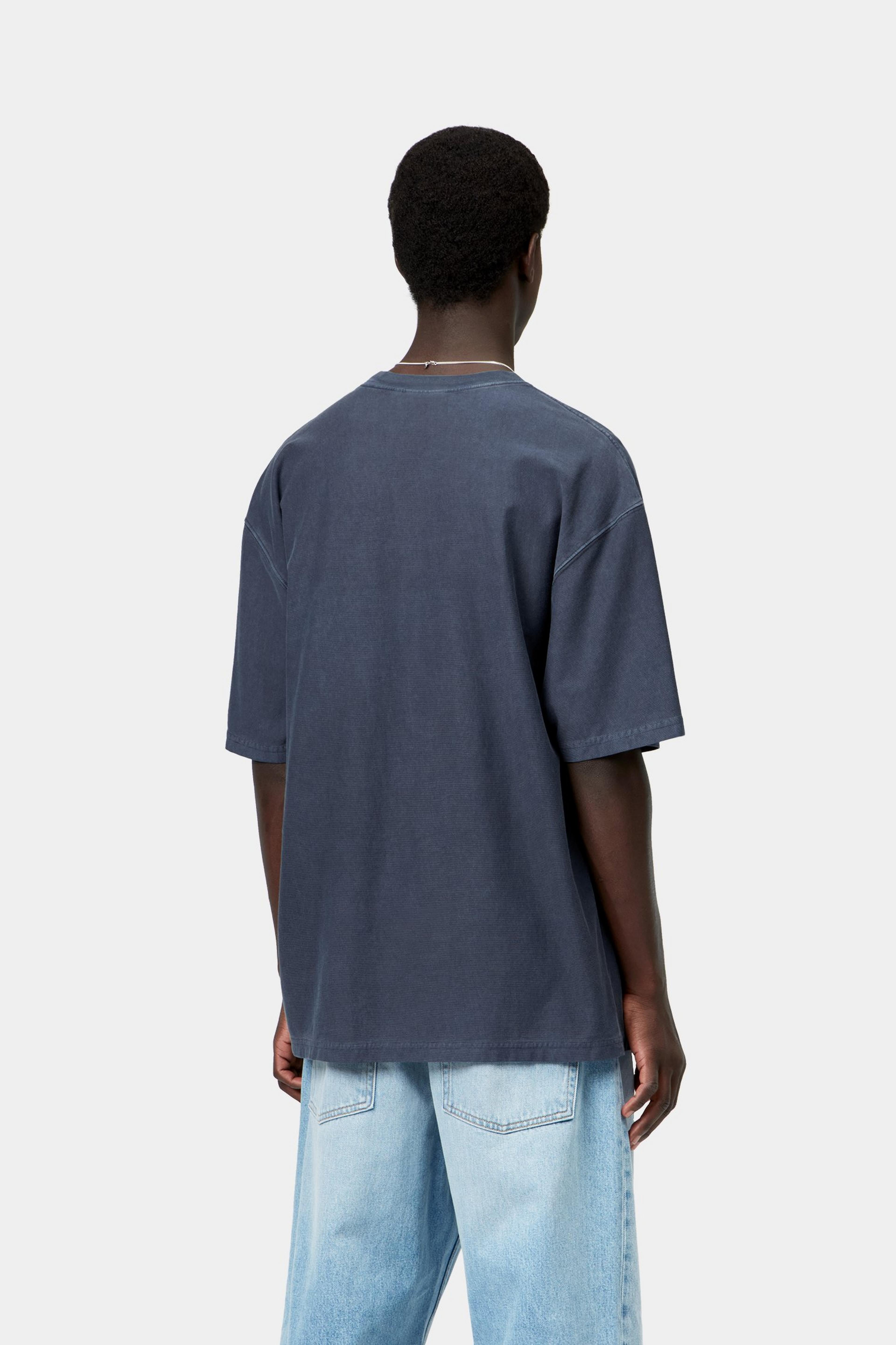 S/S Loose Pocket T-Shirt - Dark Navy, Garment dyed