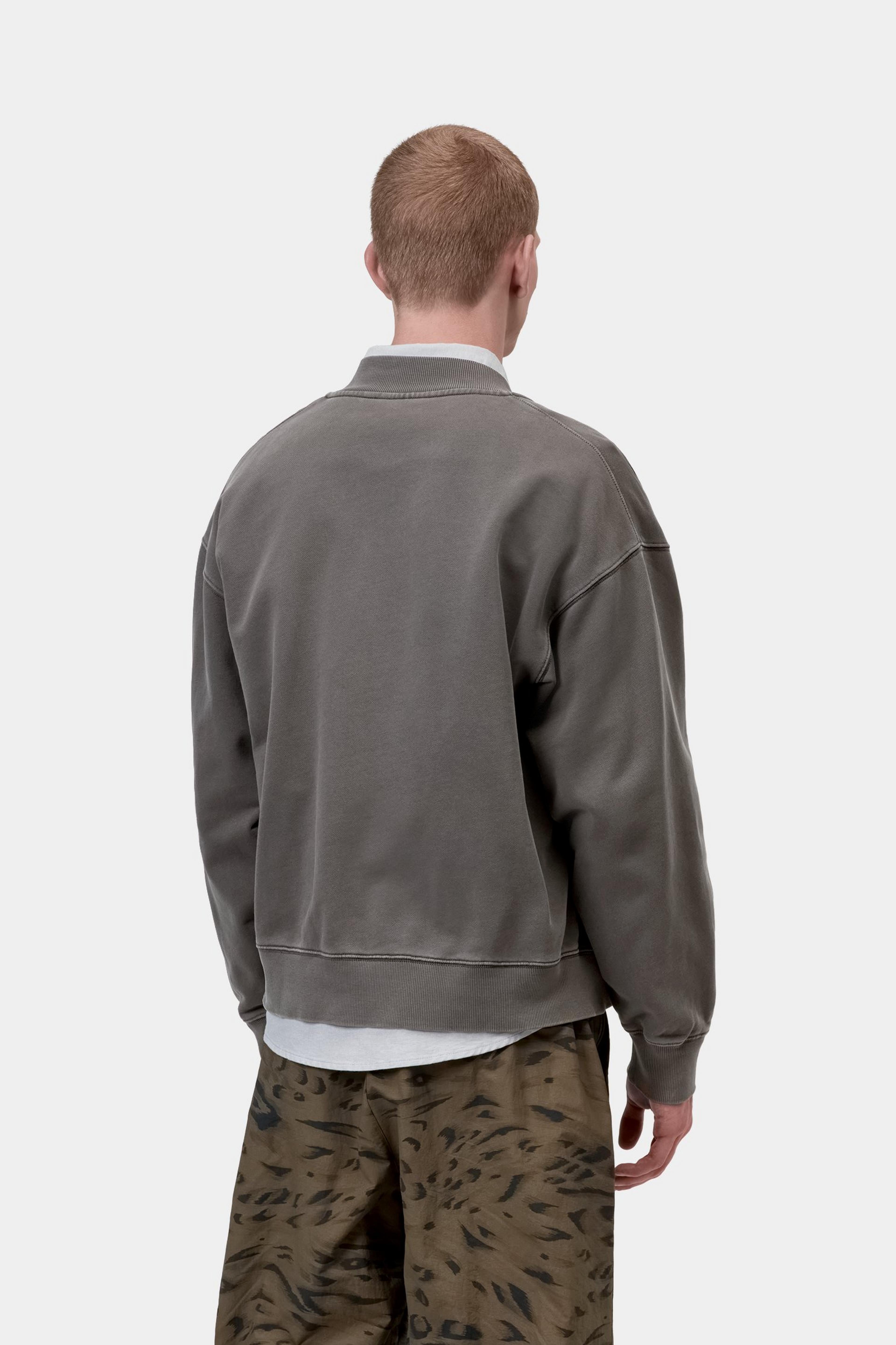 Longhand Bomber - Black / White, Garment dyed