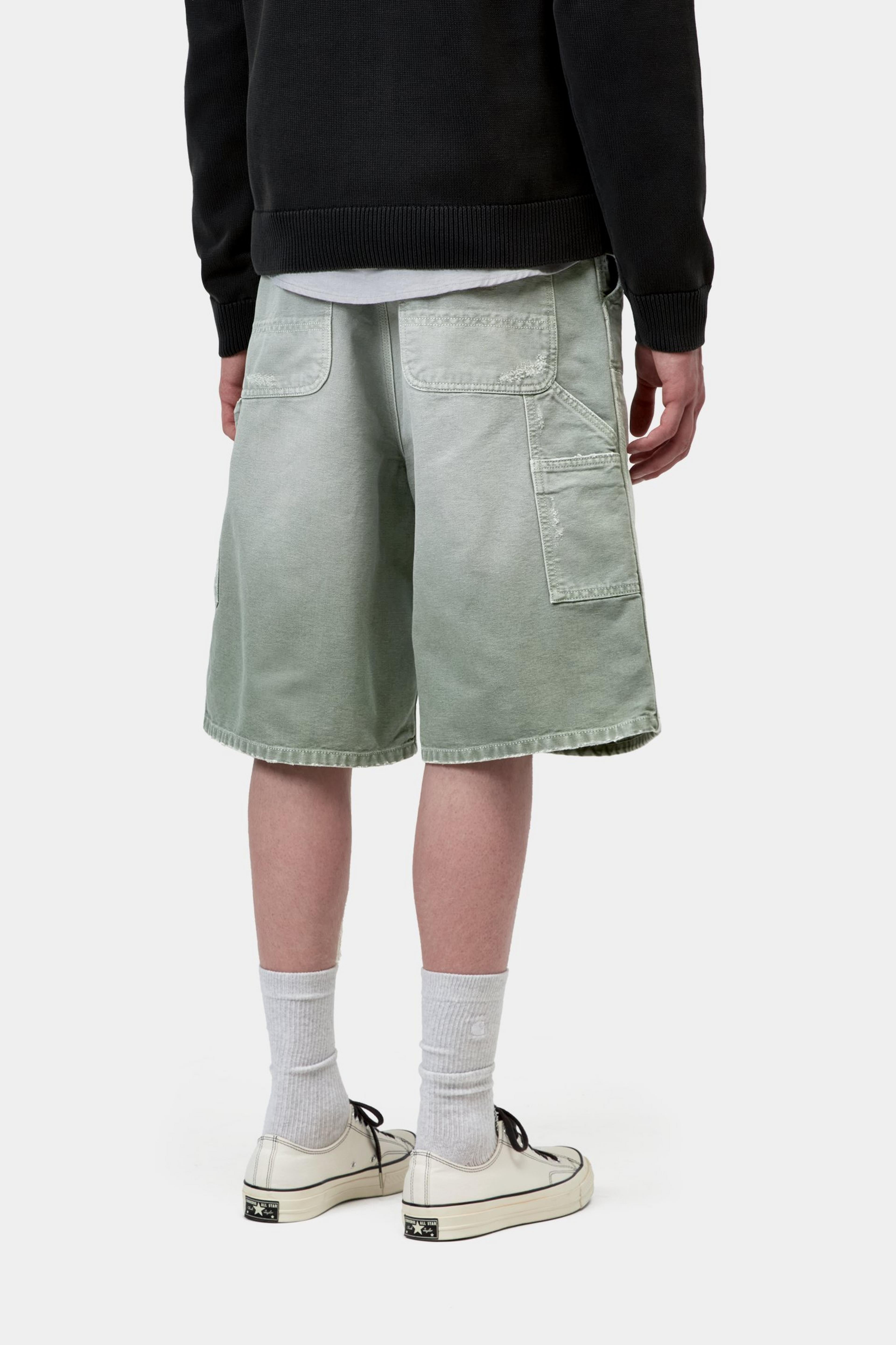 OG Double Knee Short - Shady Green, Destroy wash