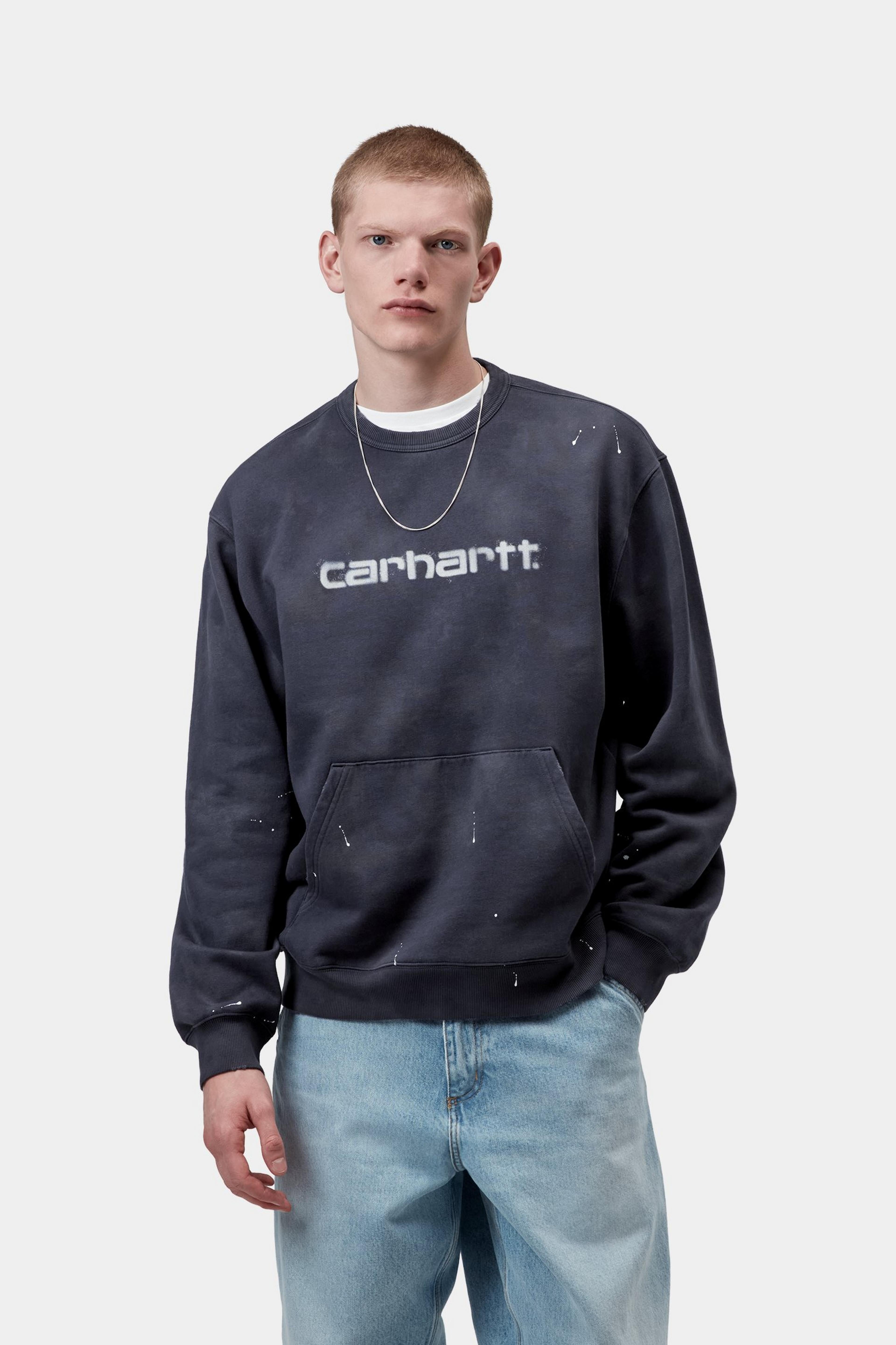 Painter Sweat - Dark Navy, Destroy wash, splatter