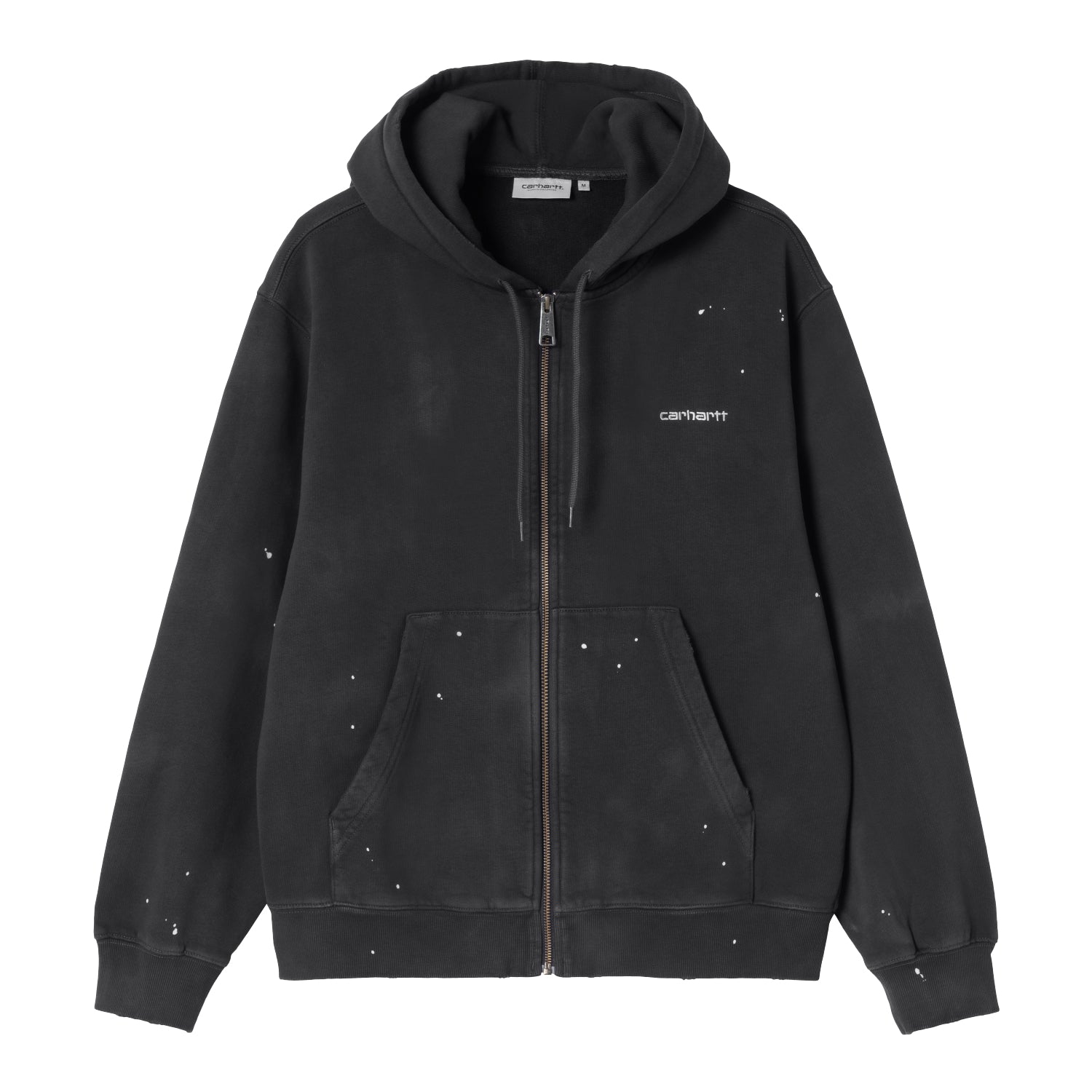Hooded Painter Jacket - Black, Destroy wash, splatter