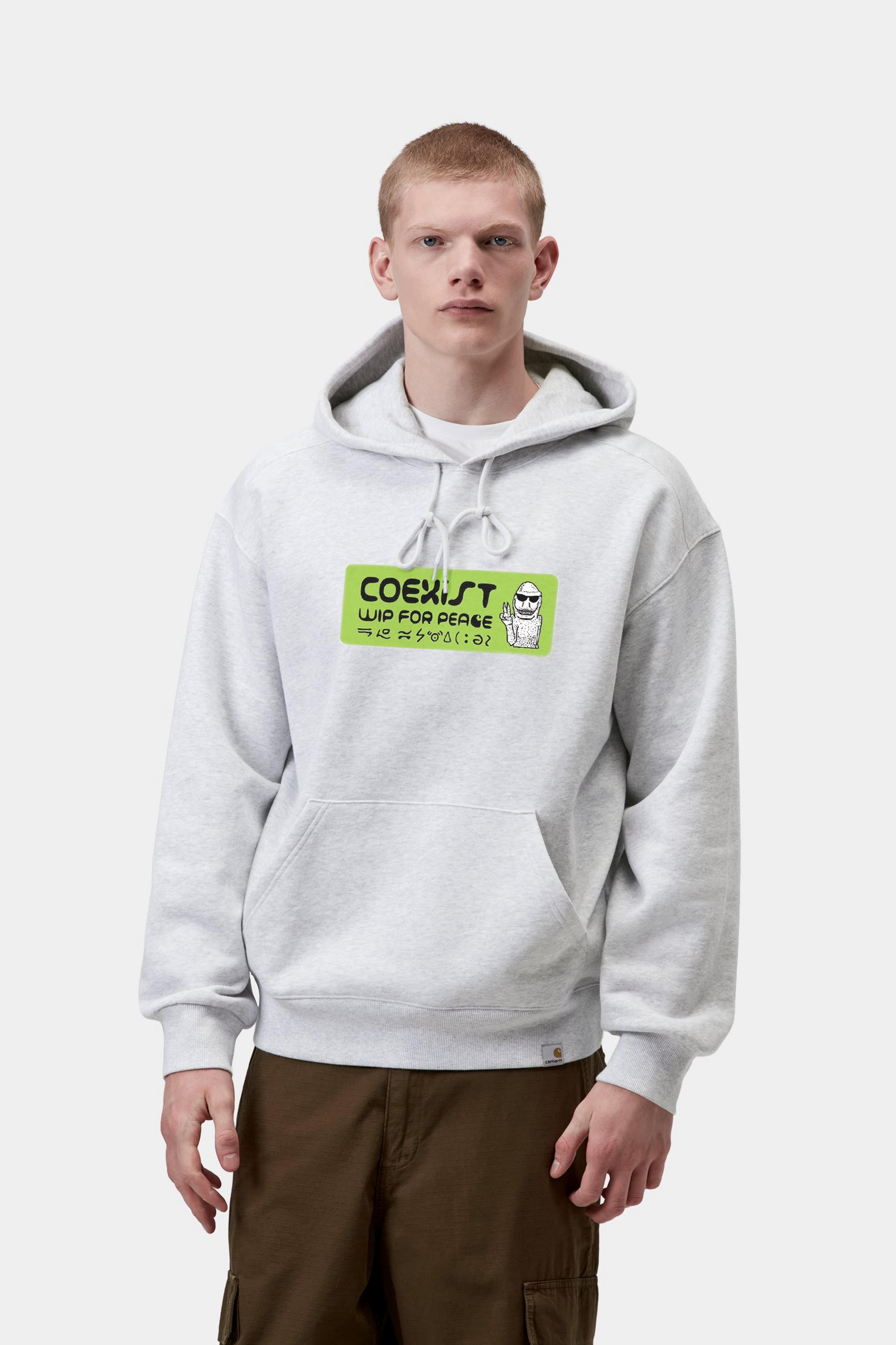 Hooded Bumper Sticker Sweat - Ash Heather