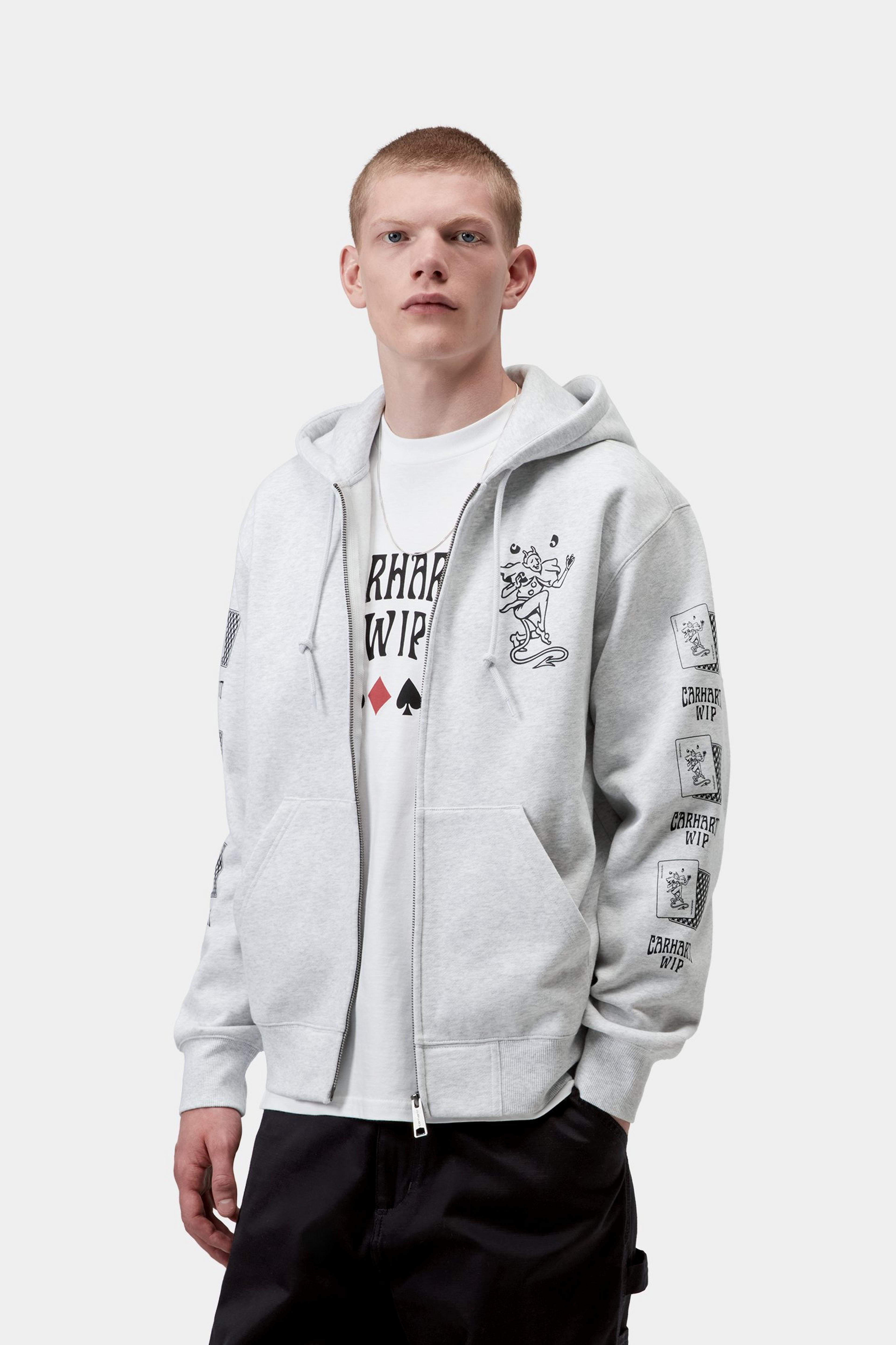 Hooded Playing Cards Jacket - Ash Heather