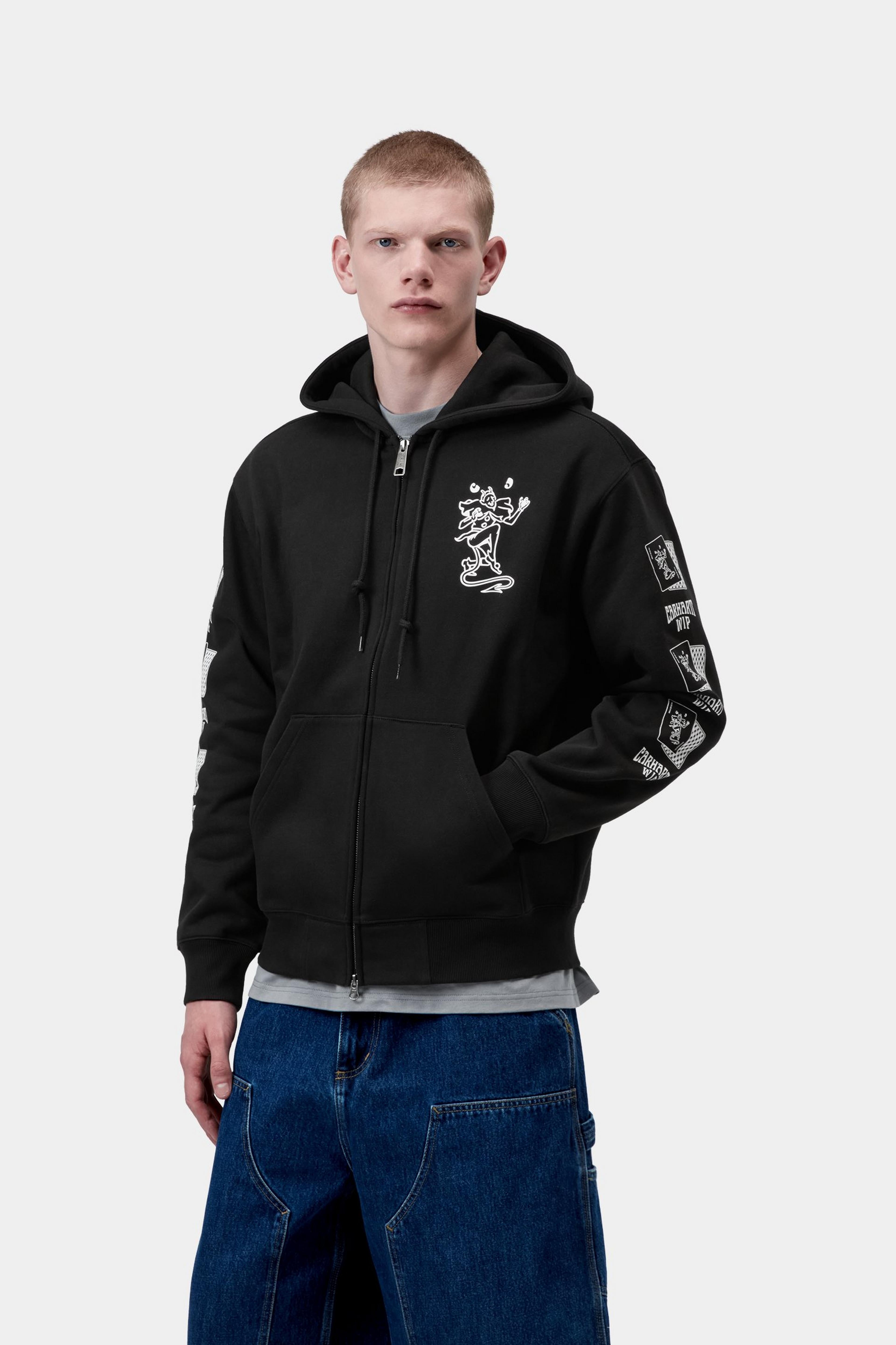Hooded Playing Cards Jacket - Black