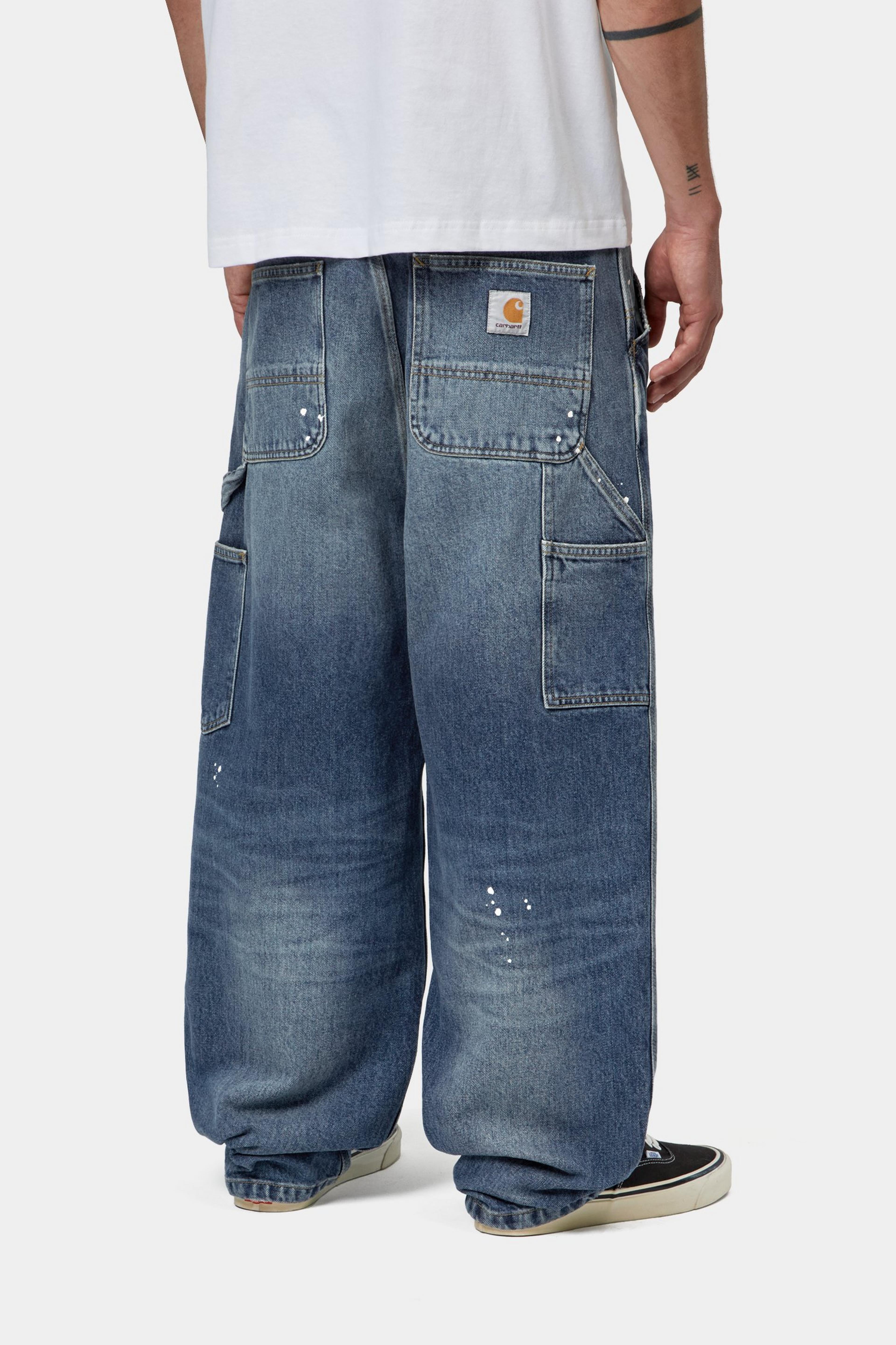 OG Single Knee Pant - Blue, Destroy wash, splatter