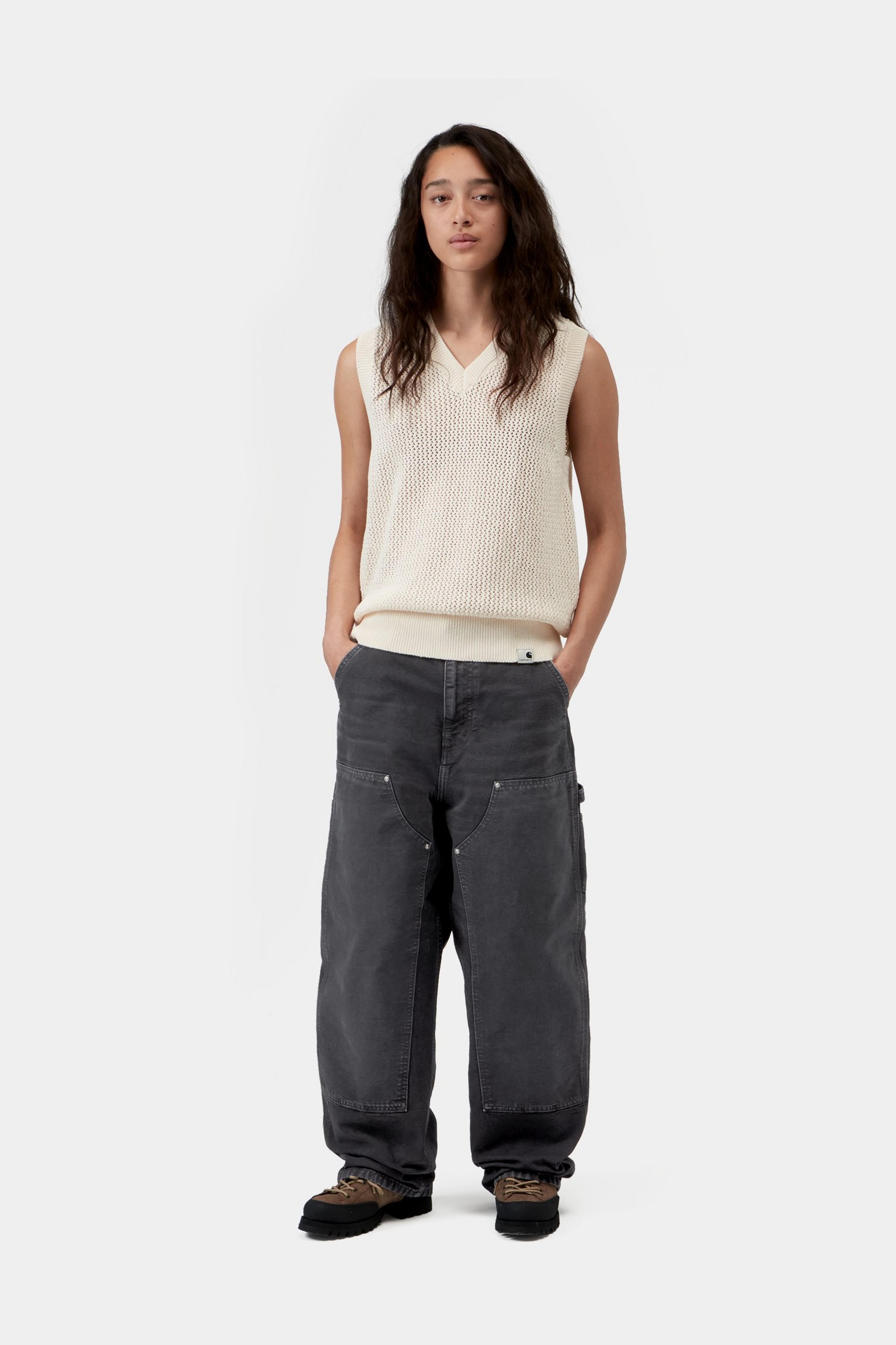 W' Brandon Double Knee Pant - Black (destroy wash)