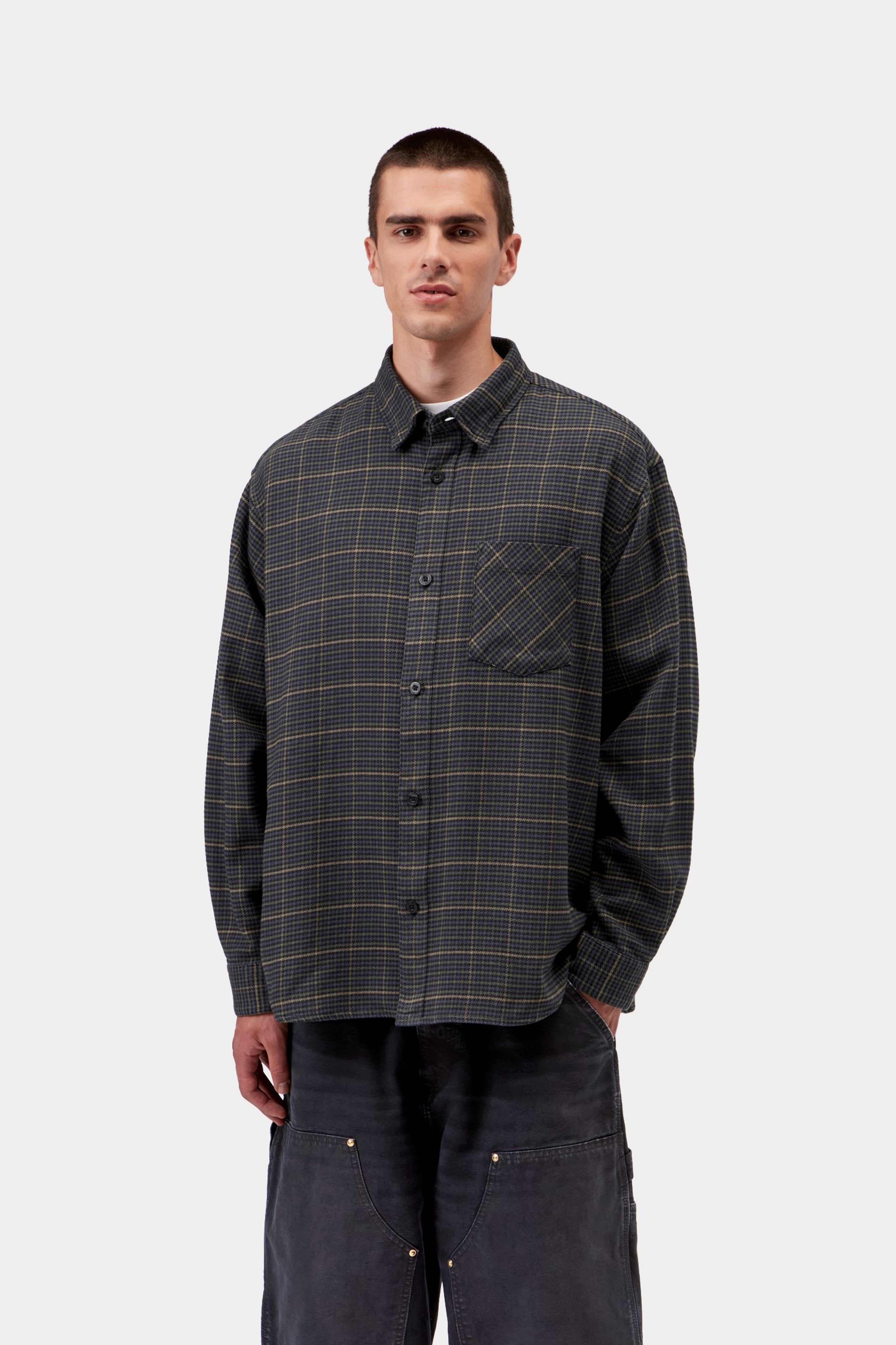 L/S Todrick Shirt - Todrick Houndstooth, Blue