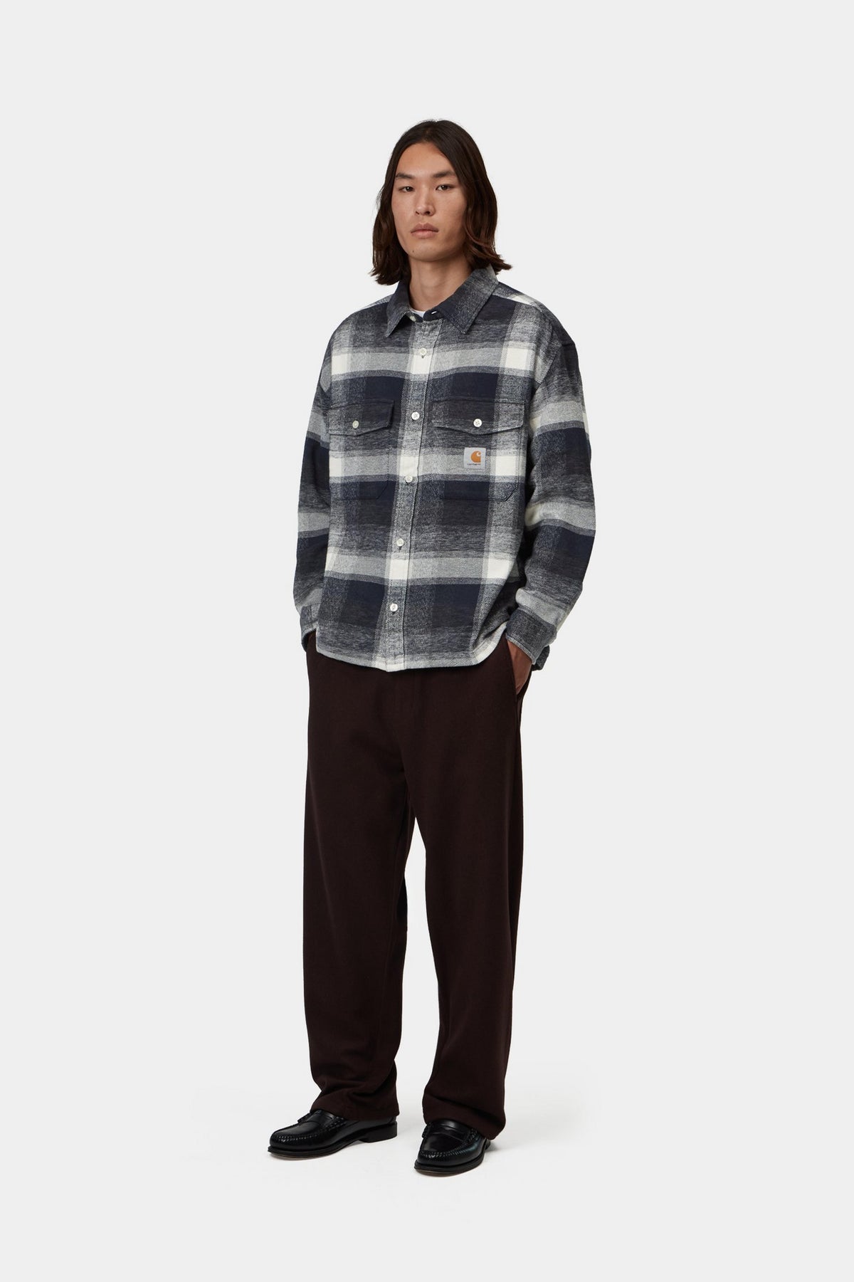 L/S Esterson Shirt - Esterson Check, Dark Navy