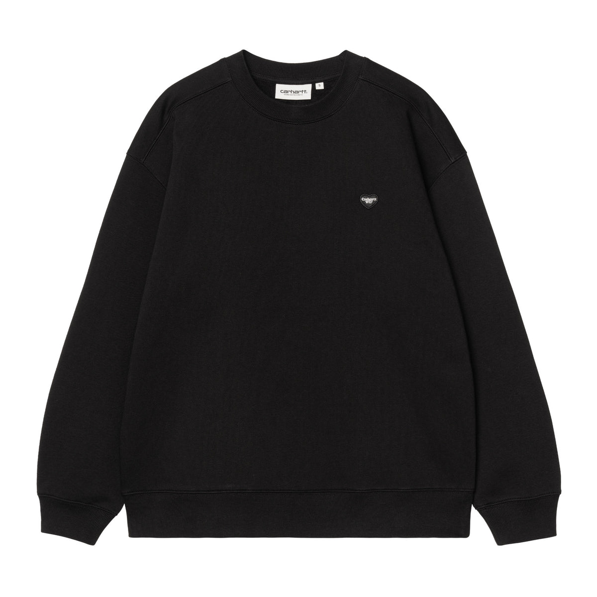 W' Small Heart Patch Sweatshirt - Black / Black