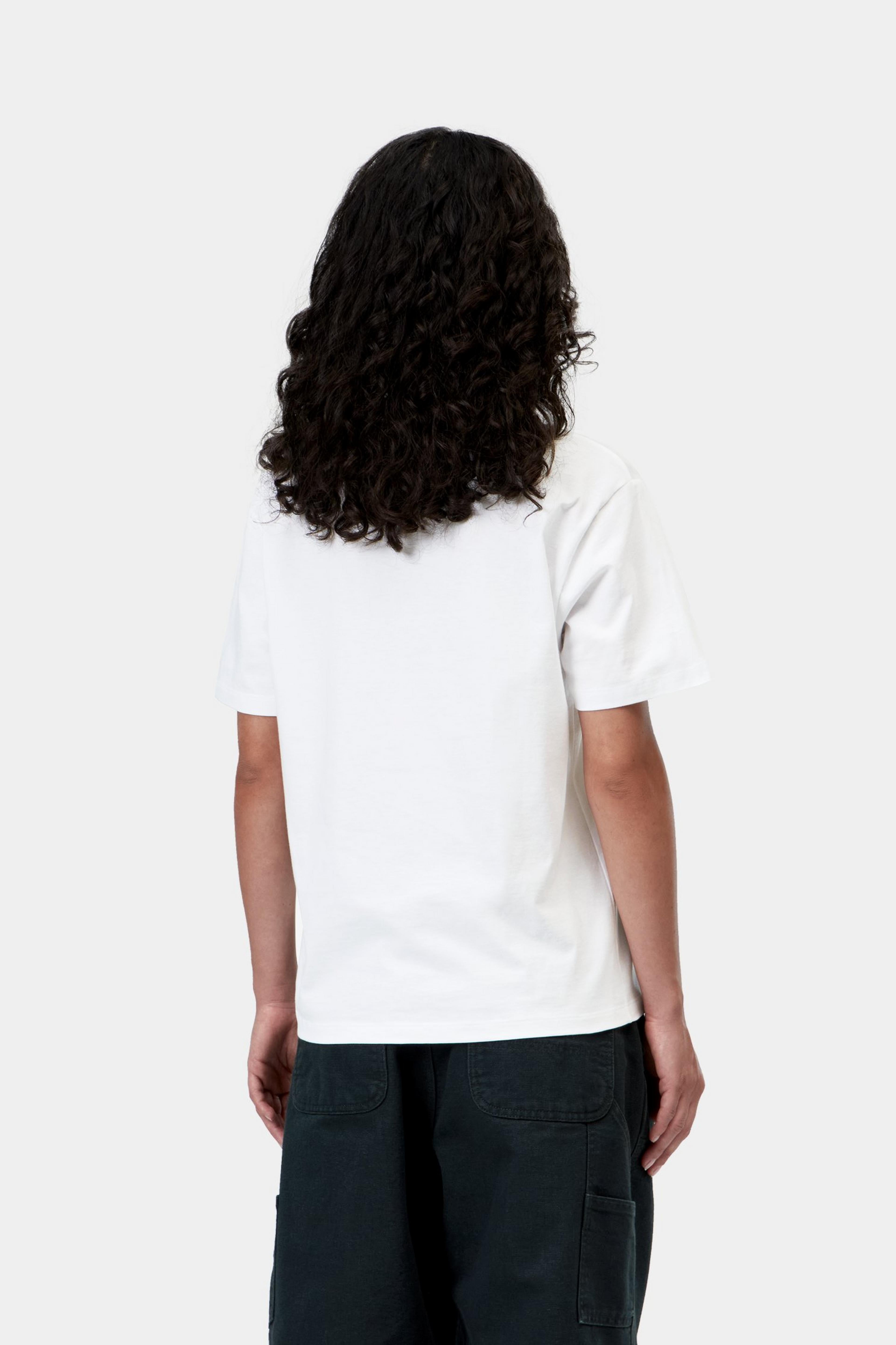 W' S/S Pocket Small Heart T-Shirt - White / Red