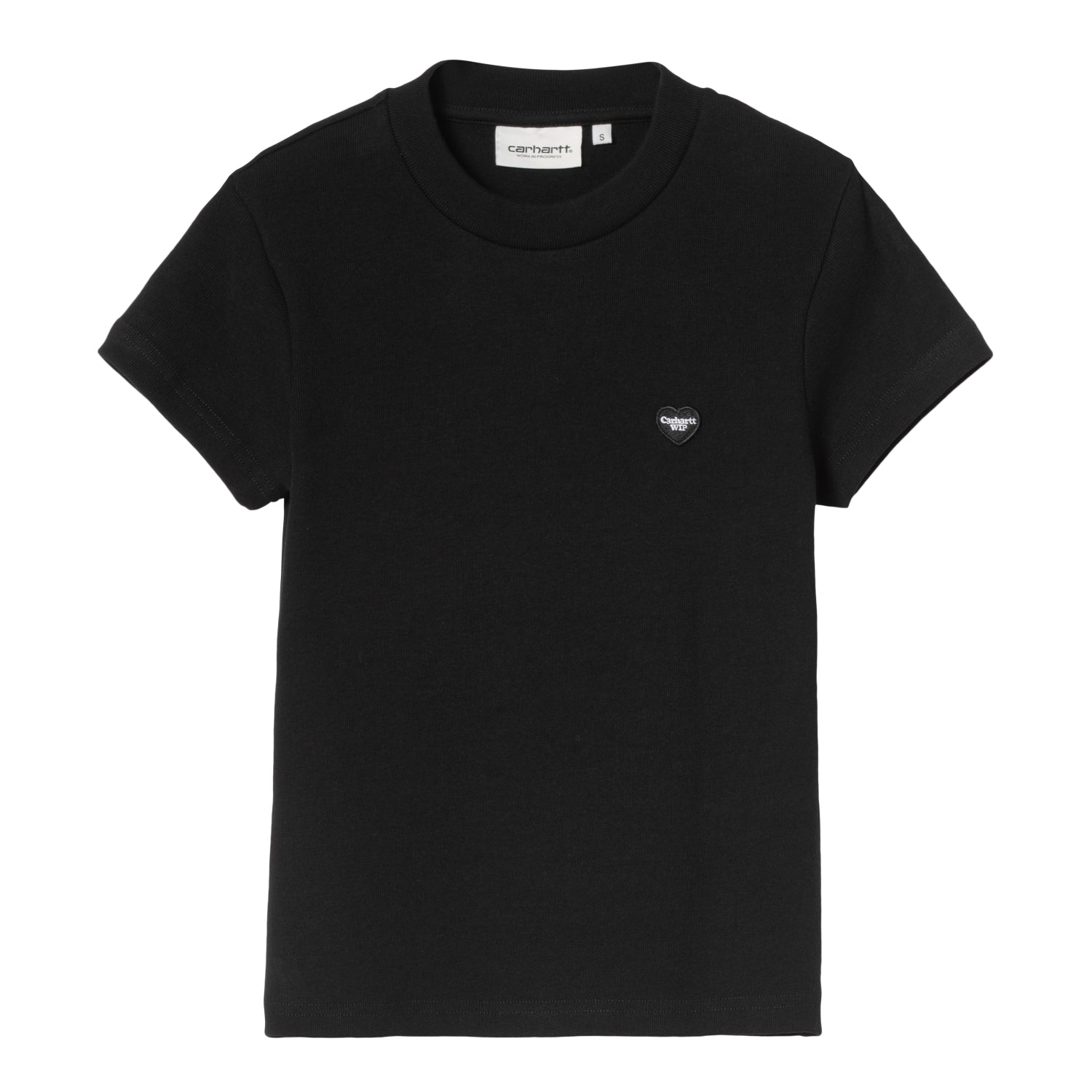W' S/S Small Heart Patch T-Shirt - Black / Black
