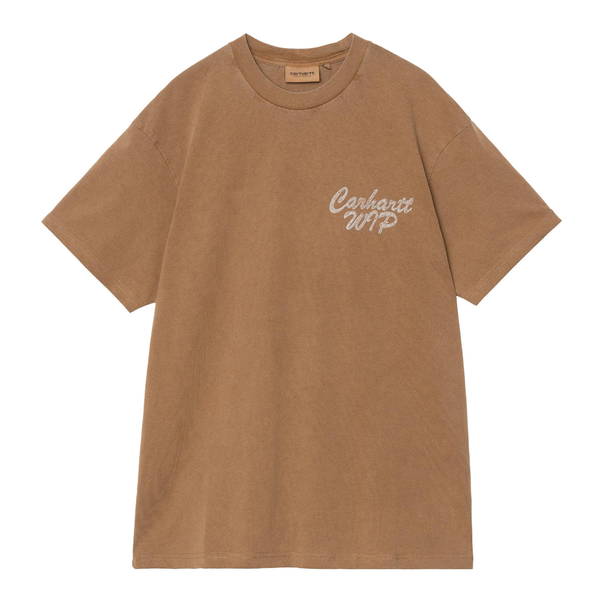 S/S Hatching Script T-Shirt - WIP H Brown, garment dyed
